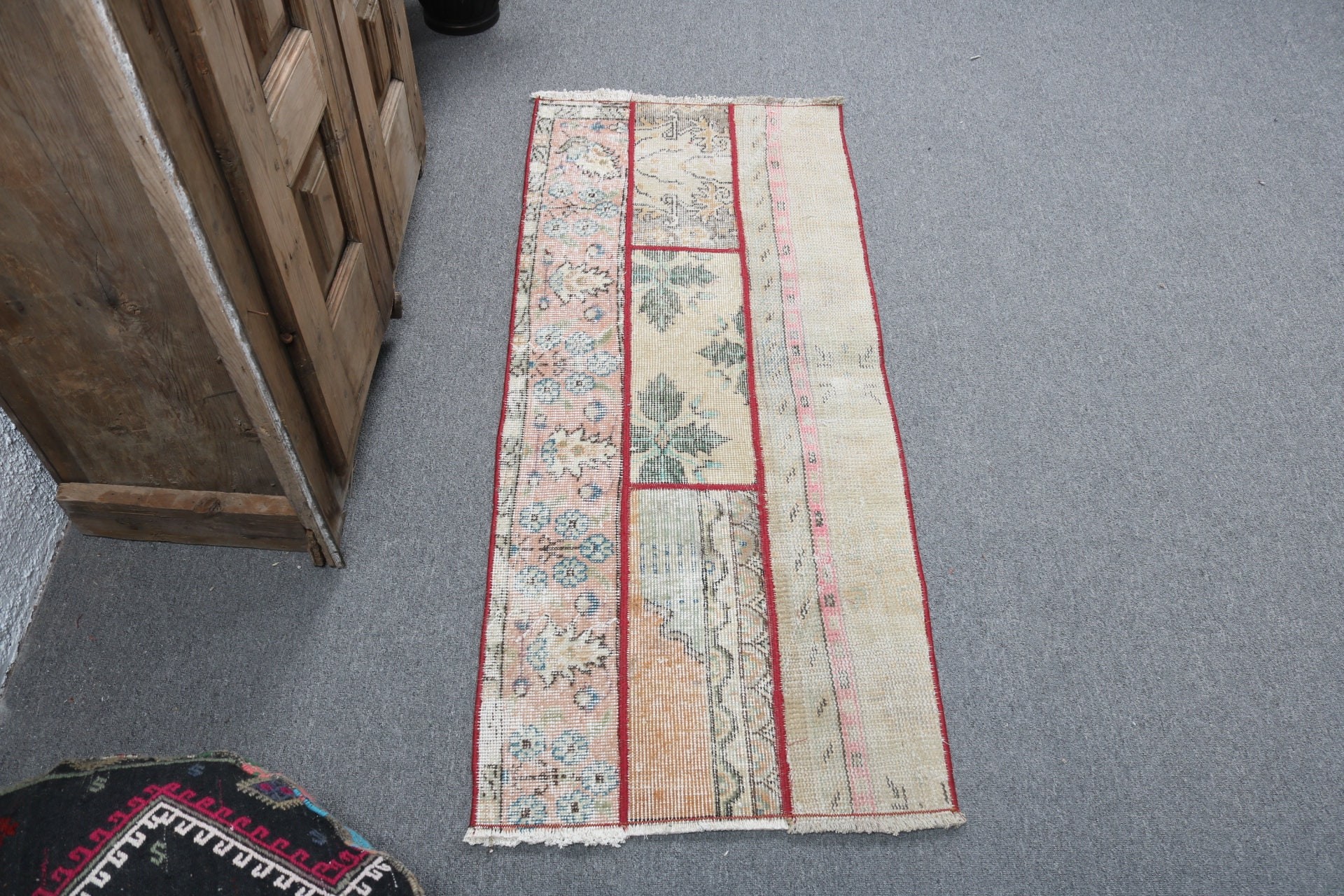 1.9x4.4 ft Küçük Halılar, Vintage Halı, Türk Halıları, Ev Dekorasyonu Halısı, Bej El Dokuma Halıları, Yatak Odası Halıları, Yatak Odası Halıları, Mutfak Halısı