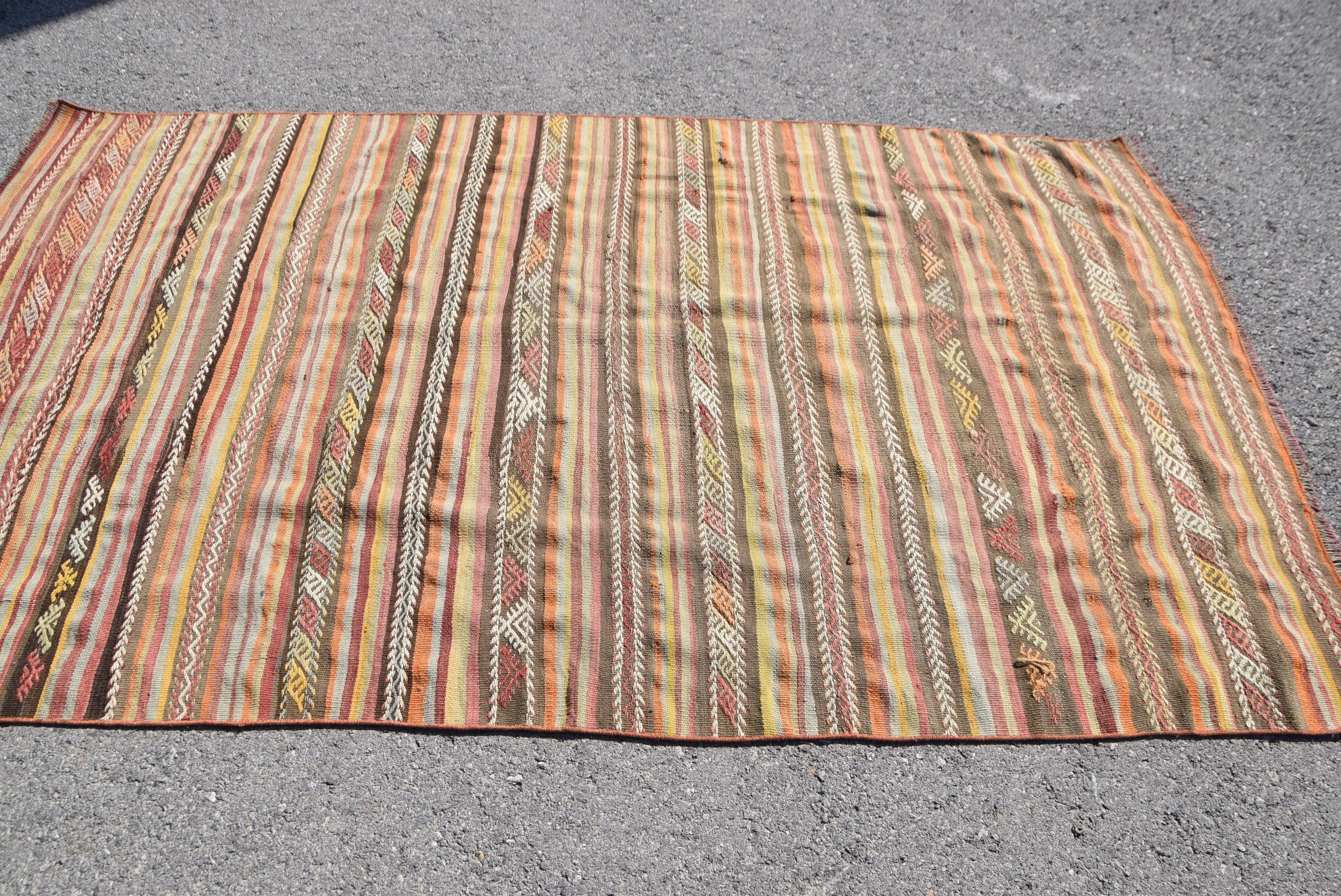 Vintage Halılar, Kırmızı Antika Halı, 4.4x7.5 ft Alan Halısı, Yer Halıları, Türk Halıları, Kilim, Oturma Odası Halısı, Oushak Halısı, Organik Halı, Oryantal Halı