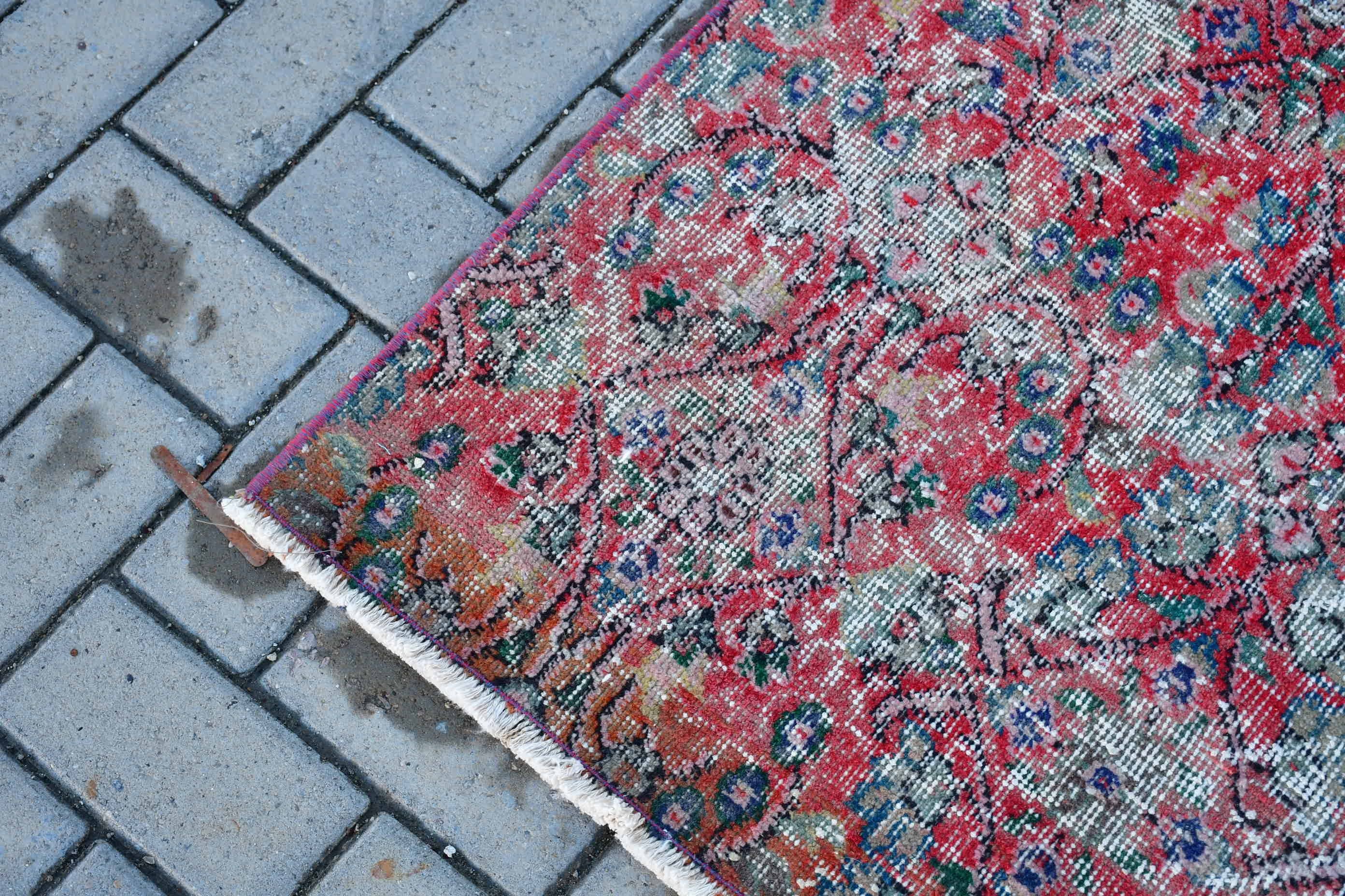 3x8.5 ft Runner Rug, Stair Rugs, Antique Rugs, Rugs for Kitchen, Turkish Rug, Hallway Rug, Vintage Rug, Wool Rug, Red Anatolian Rug