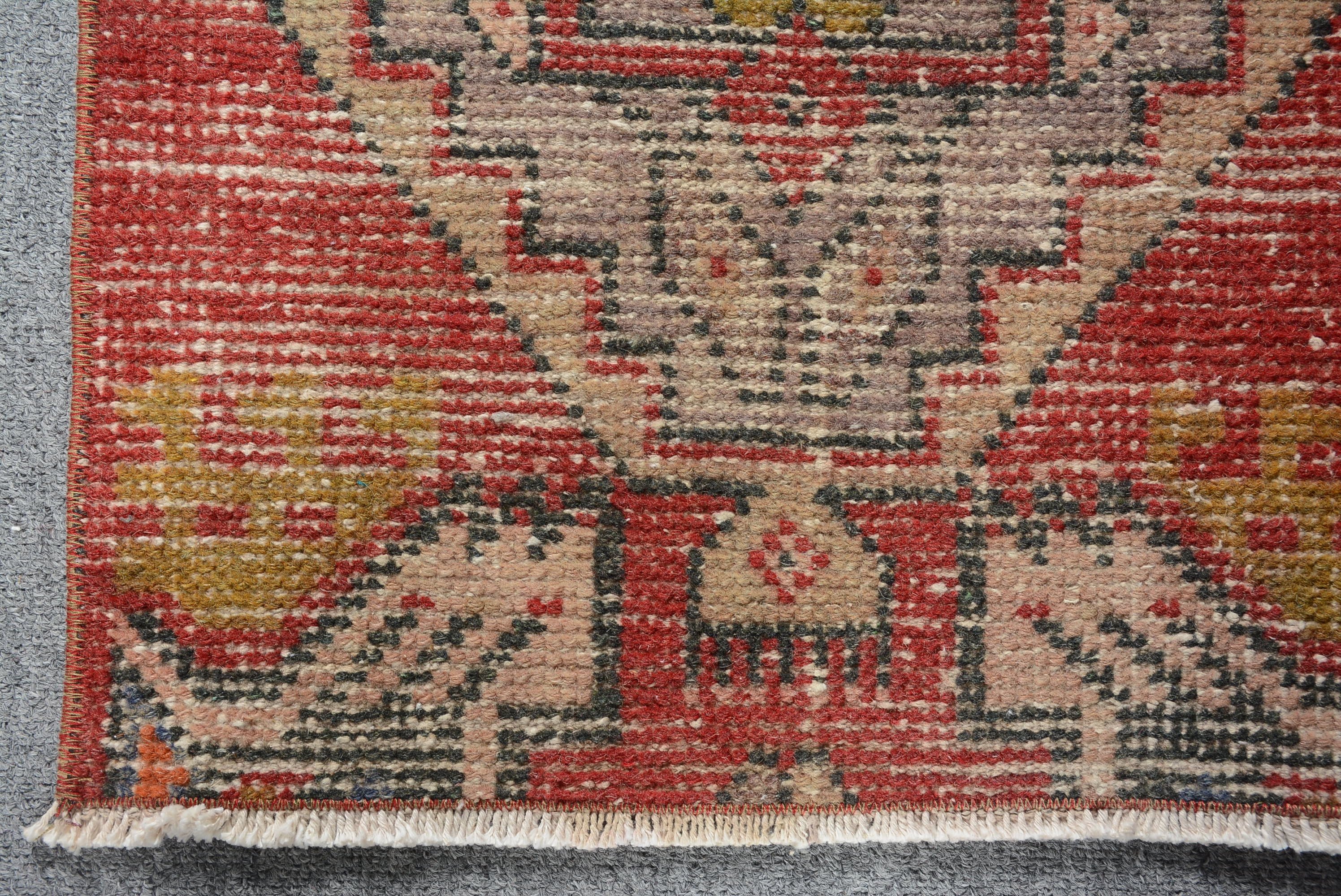 Bedroom Rug, Vintage Rug, Oriental Rug, Distressed Rug, Red Kitchen Rug, Rugs for Bedroom, 1.4x2.1 ft Small Rug, Turkish Rug, Anatolian Rug