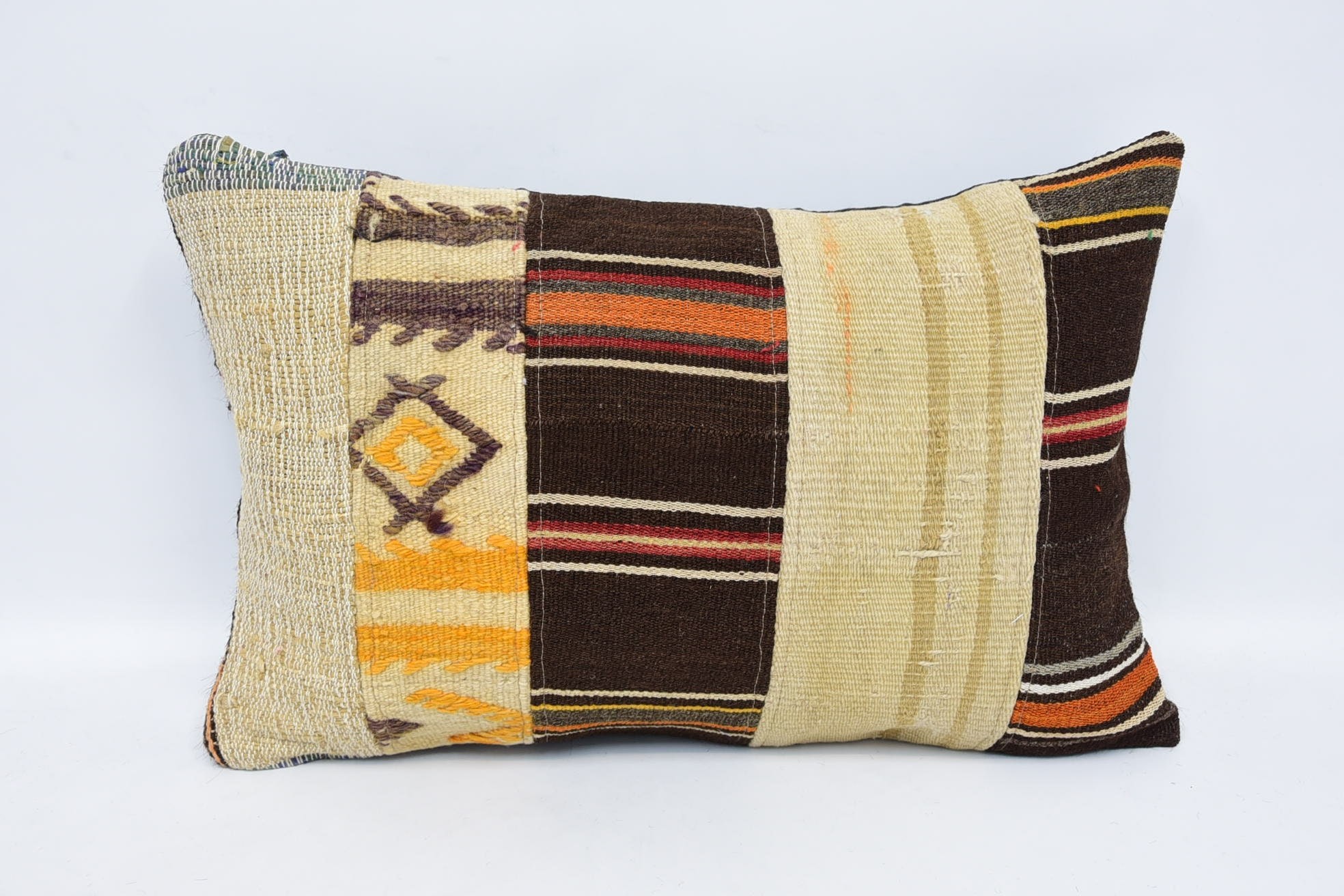 Pillow for Sofa, Personalized Gift Pillow Pillow Cover, Kilim Pillow Cover, 16"x24" Beige Cushion Case, Boho Pillow Sham Cover