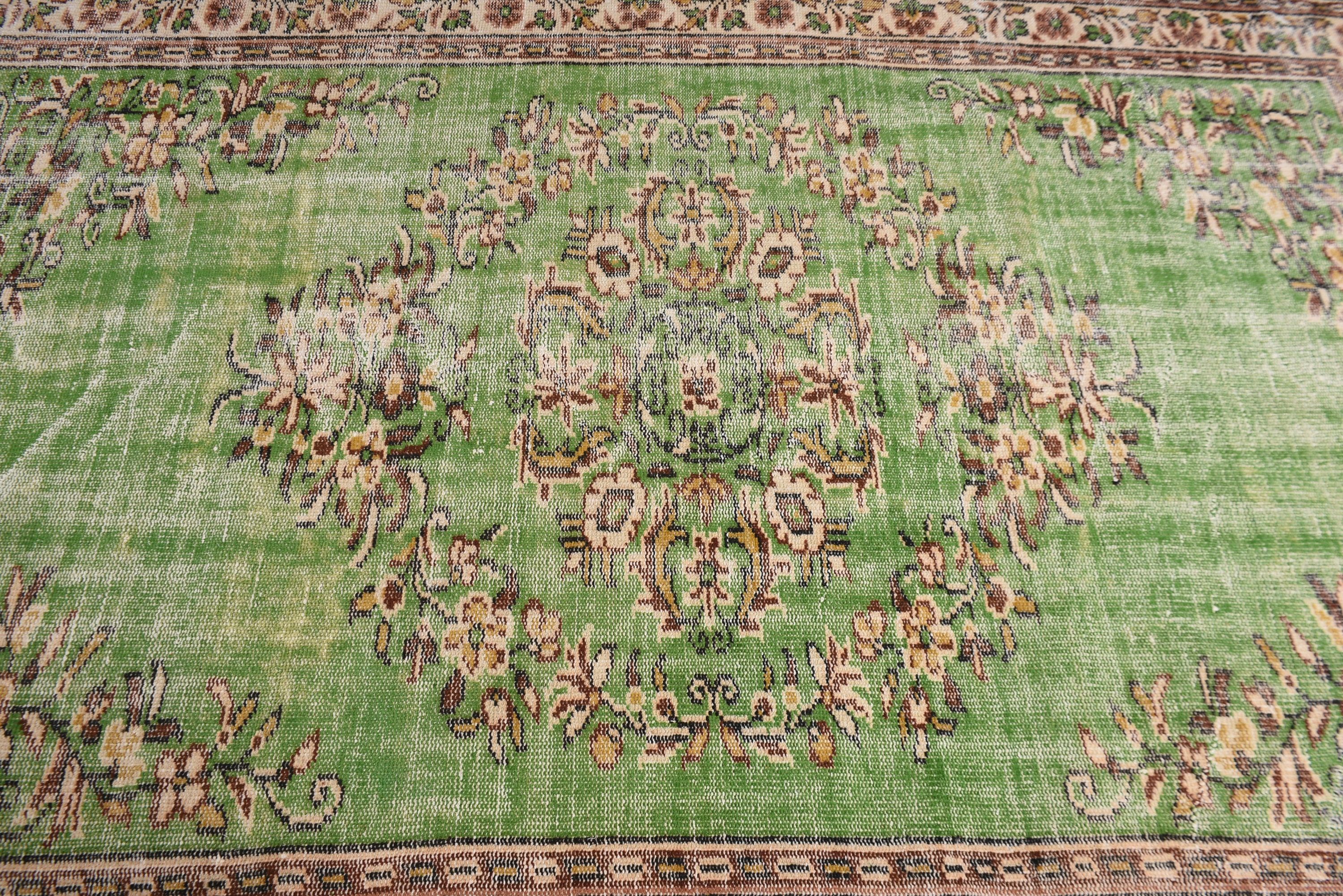 Oriental Rugs, Modern Rug, 5.5x8.5 ft Large Rug, Turkish Rugs, Bedroom Rugs, Vintage Rug, Green Antique Rugs, Vintage Decor Rug, Salon Rug