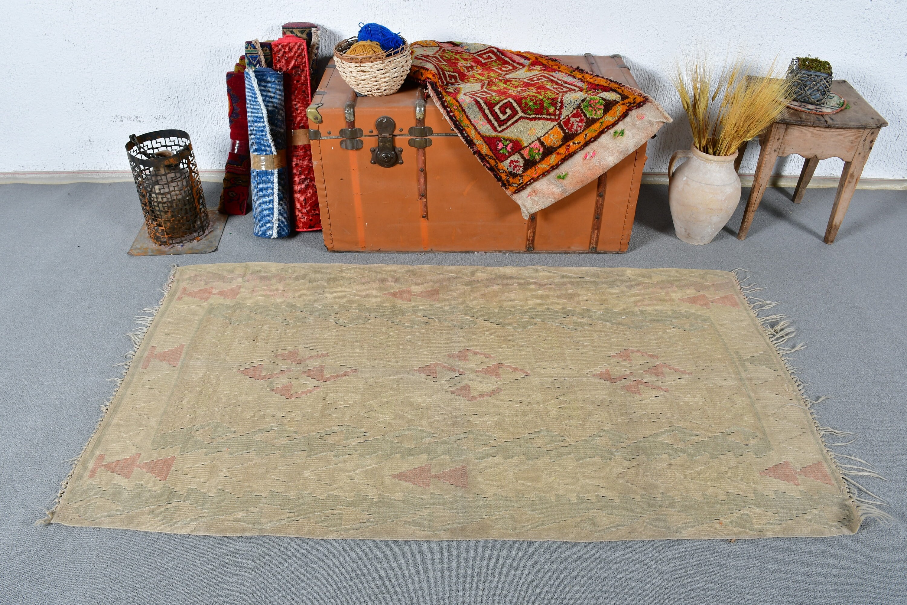 Old Rug, Turkish Rug, Floor Rugs, Nursery Rugs, Kilim, Bedroom Rug, 3.2x5.8 ft Accent Rugs, Beige Floor Rug, Vintage Rugs, Rugs for Kitchen