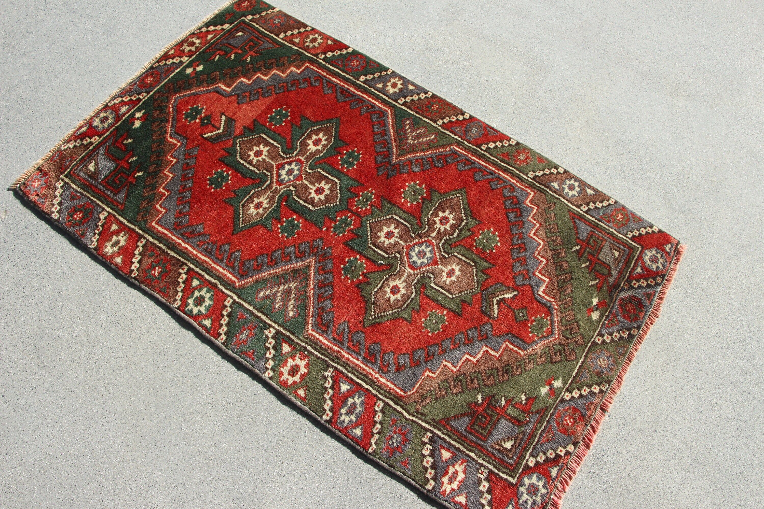 Red Oushak Rug, Vintage Rugs, Rugs for Door Mat, Nursery Rug, Moroccan Rugs, 2.3x3.9 ft Small Rug, Oushak Rug, Turkish Rugs, Bathroom Rug