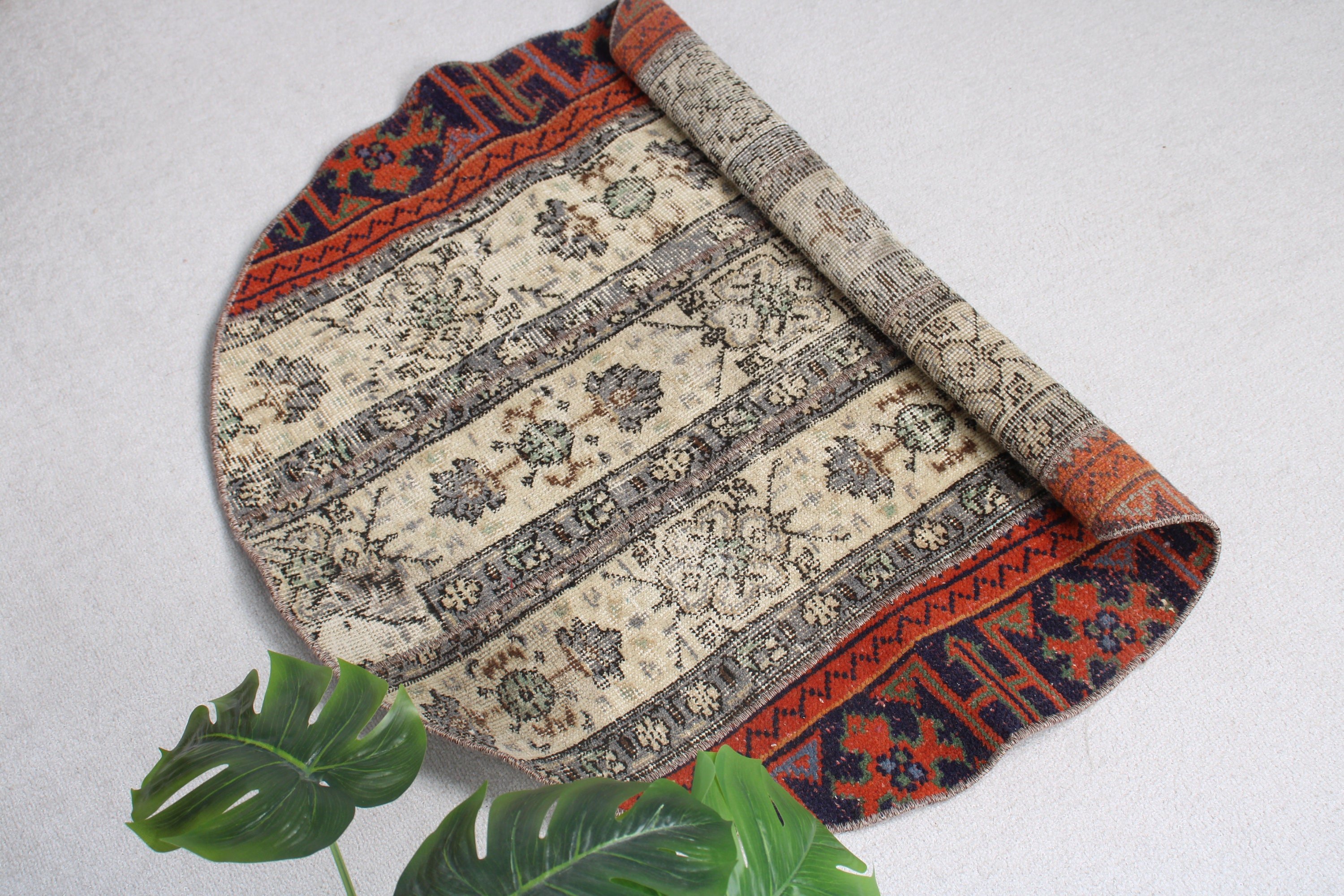 Bath Rugs, Statement Rugs, Vintage Decor Rugs, Vintage Rug, Beige Wool Rugs, 3x3 ft Small Rugs, Small Boho Rug, Turkish Rugs, Floor Rugs