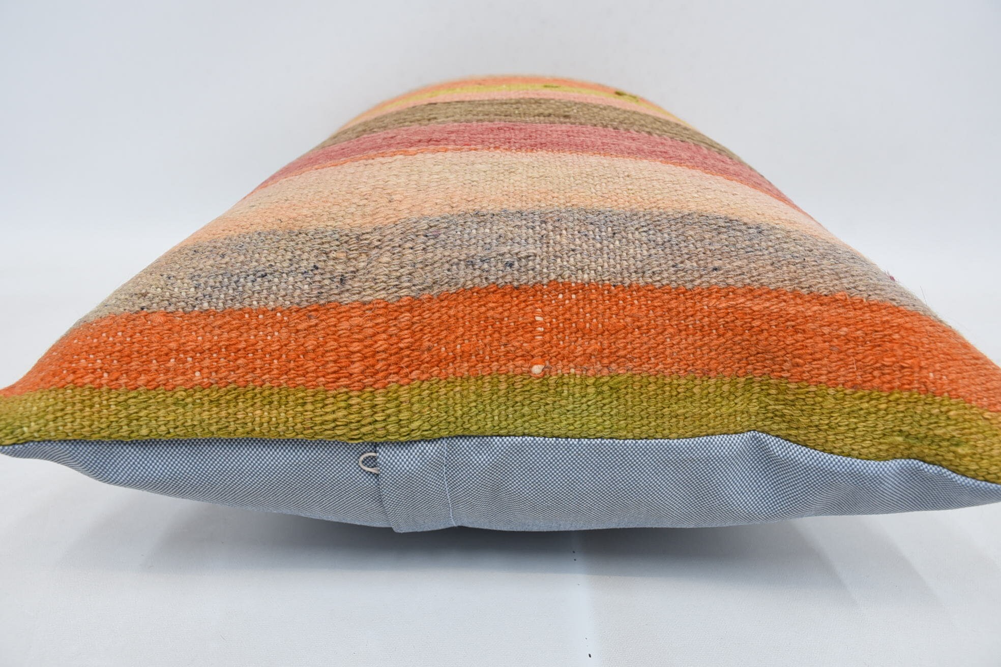 Ethnical Kilim Rug Pillow, Turkish Kilim Pillow, 16"x24" Orange Pillow Sham, Outdoor Bolster Pillow, Pillow for Couch