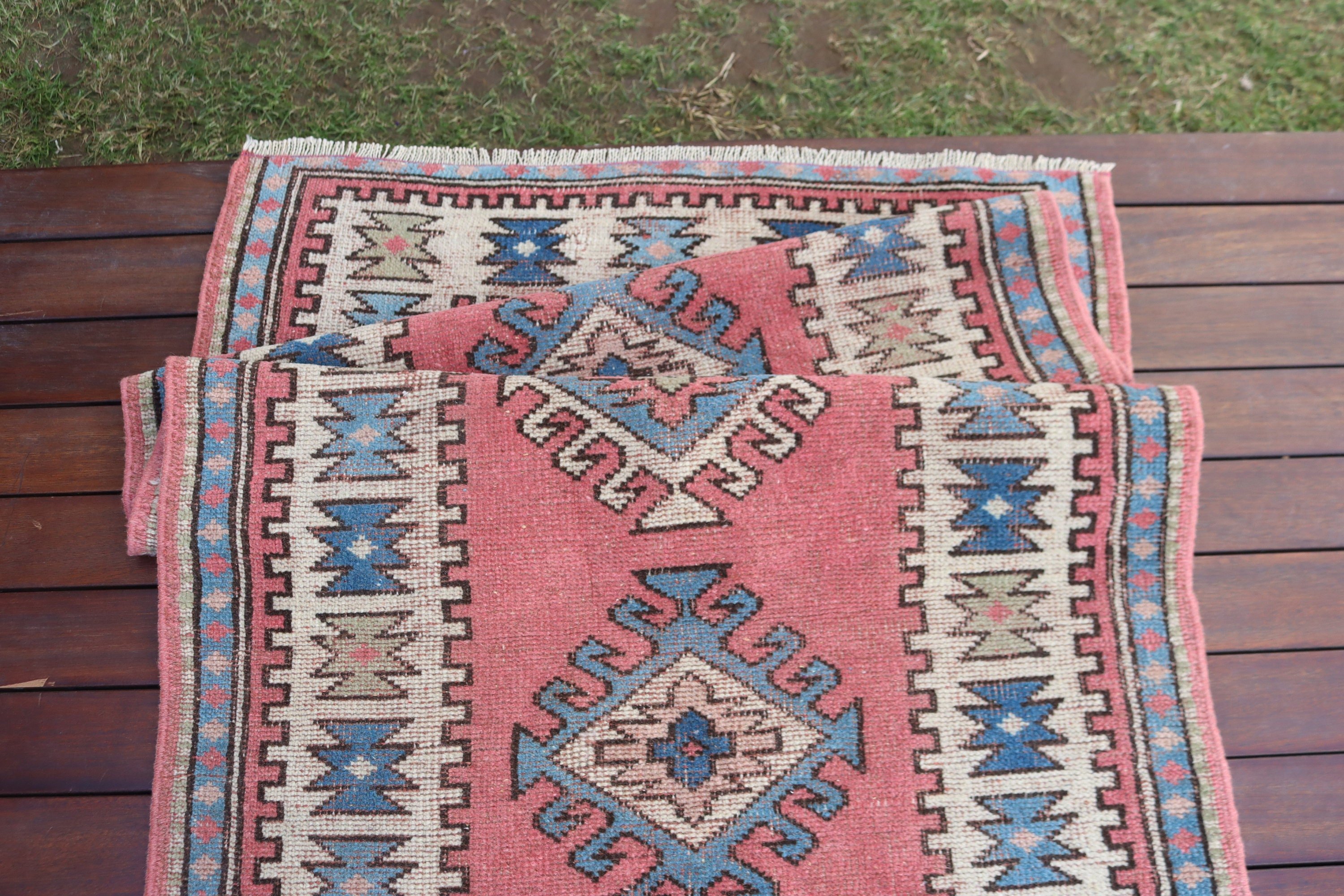 Modern Rugs, Vintage Rugs, Statement Rug, Turkey Rug, 3x9 ft Runner Rugs, Beni Ourain Runner Rugs, Turkish Rugs, Pink Home Decor Rugs