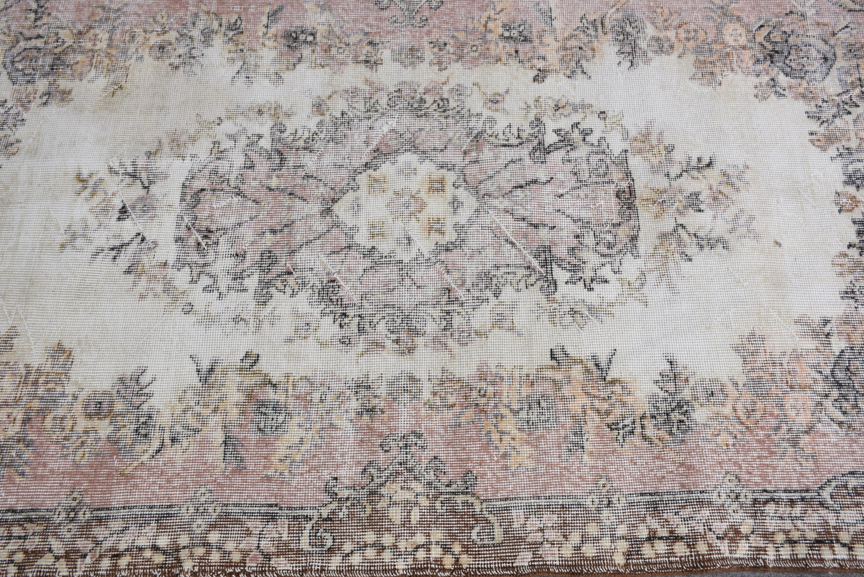 3.8x6.8 ft Area Rug, Turkish Rug, Rugs for Nursery, Nursery Rugs, Living Room Rug, Moroccan Rug, Vintage Rug, Beige Floor Rug, Antique Rug