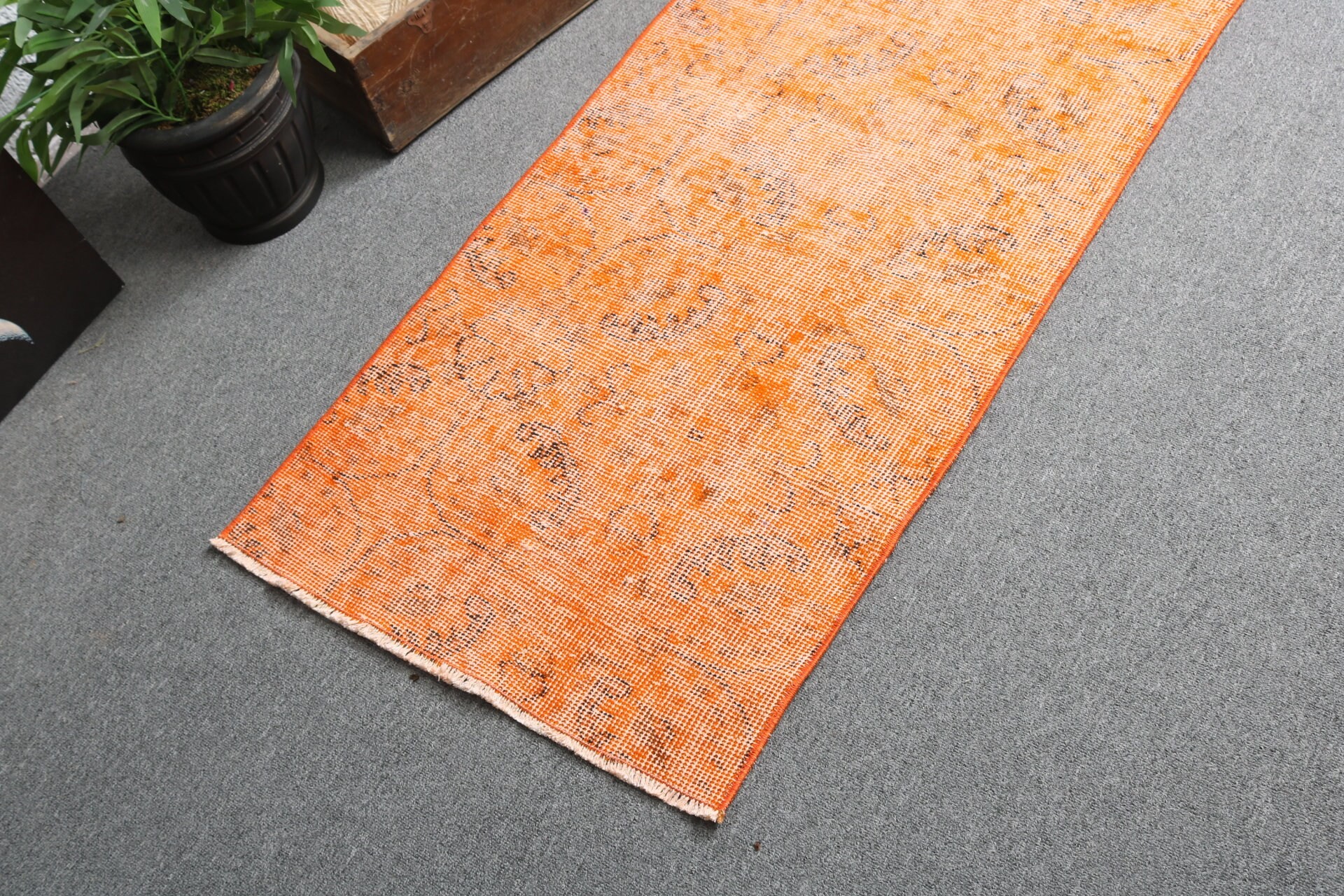 Turkish Rugs, Orange Boho Rug, Vintage Rugs, Cool Rugs, Small Boho Rugs, Rugs for Kitchen, 1.9x4.3 ft Small Rug, Bath Rugs, Handwoven Rug