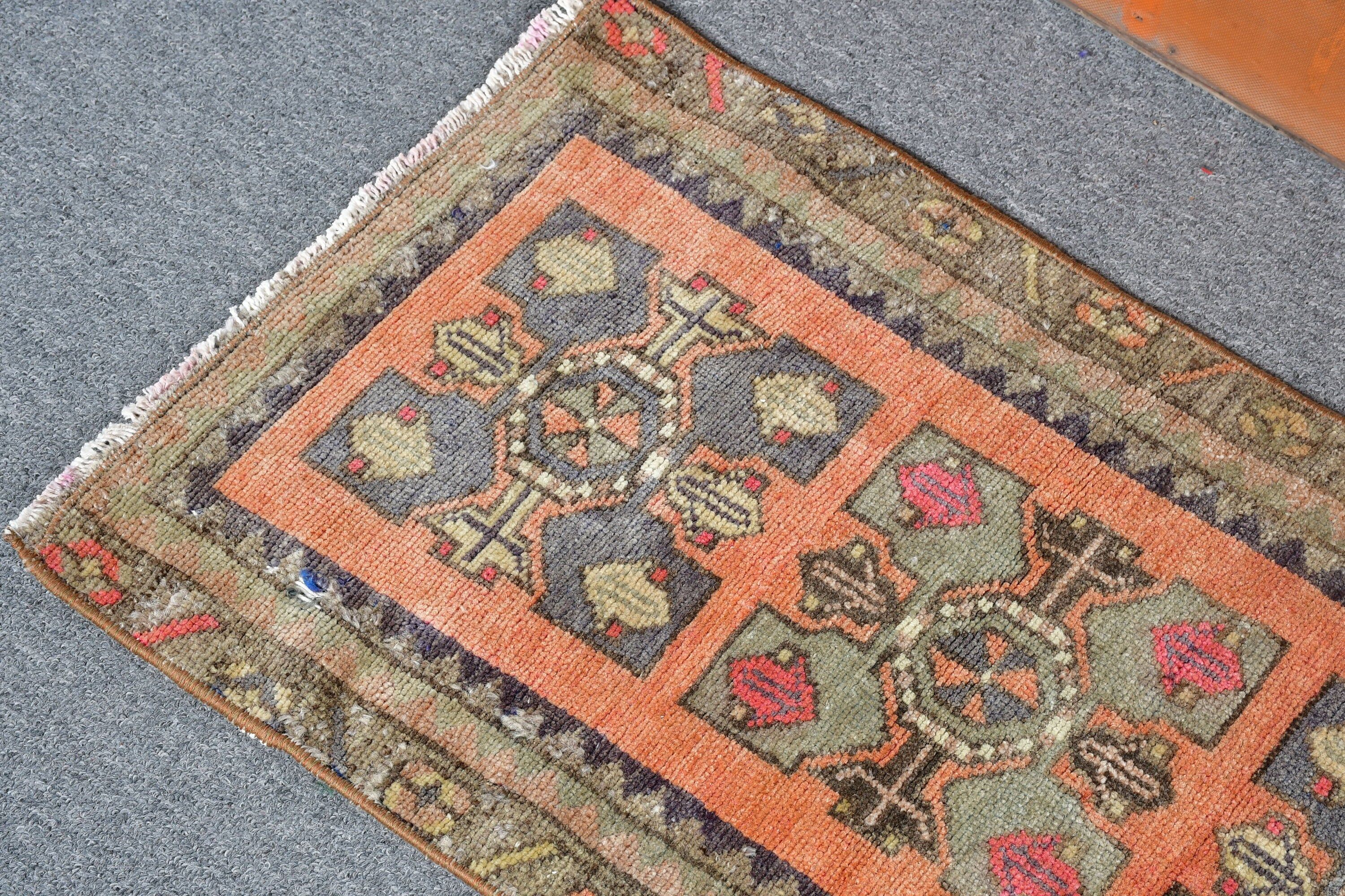 Turkish Rug, 1.4x2.3 ft Small Rug, Vintage Rug, Oriental Rug, Wall Hanging Rugs, Brown Wool Rug, Floor Rug, Bathroom Rugs, Bohemian Rug