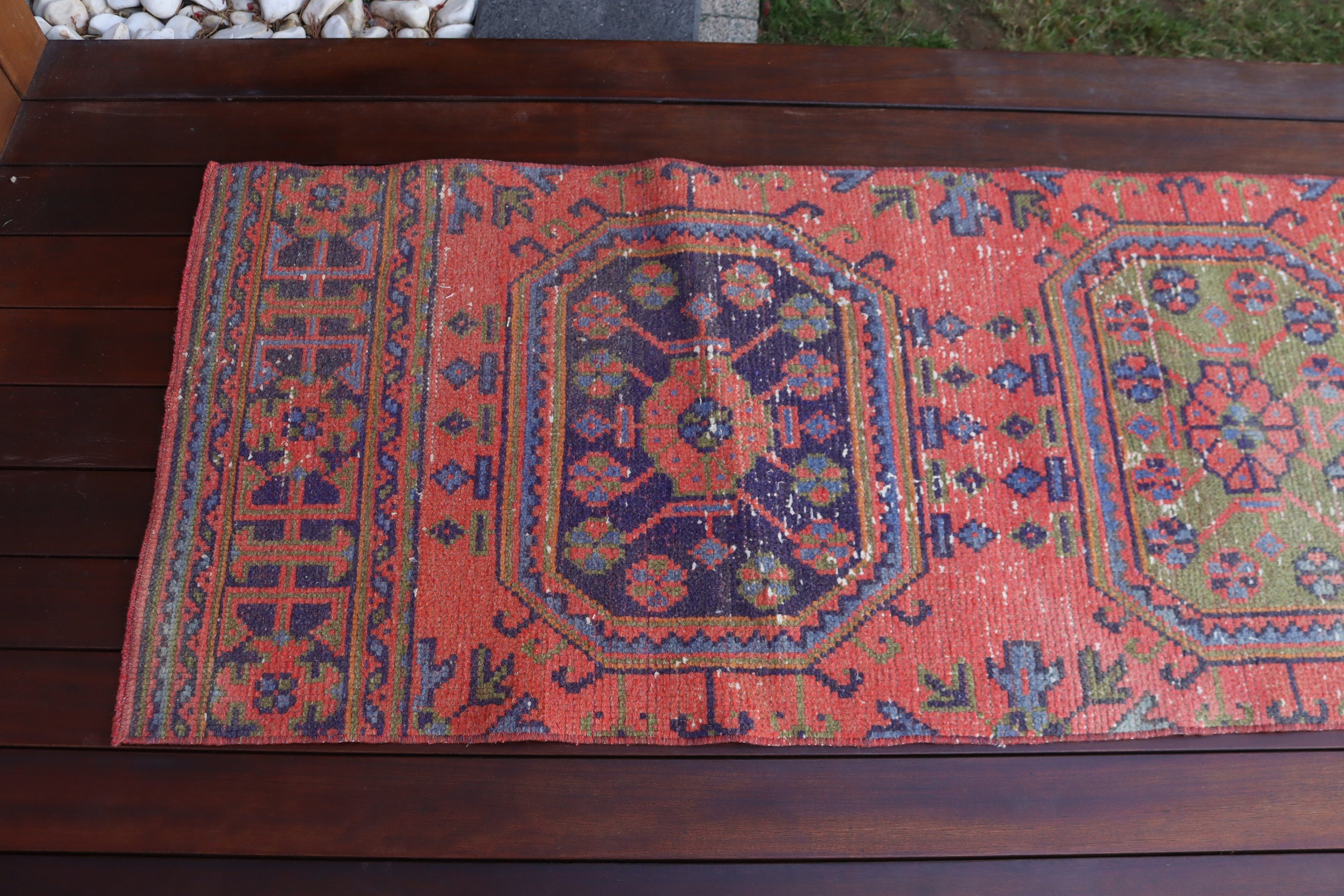 Vintage Halı, Türk Halısı, Koşucu Halıları, Aztek Halıları, 2.1x11.1 ft Koşucu Halısı, Anadolu Halısı, Turuncu Nötr Halılar, Yün Halılar, Merdiven Halıları