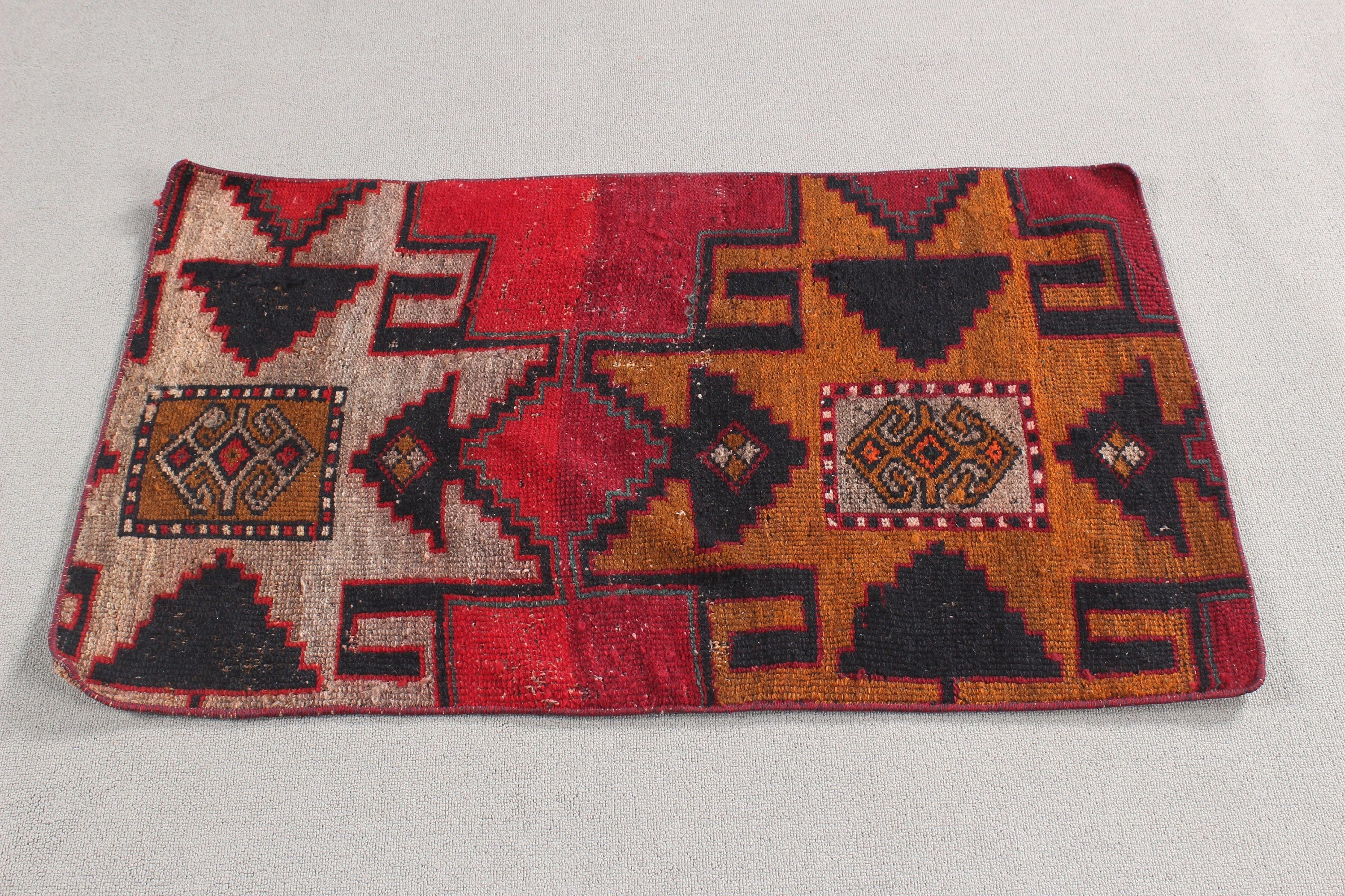 Small Area Rug, Car Mat Rugs, Orange Oushak Rug, Rugs for Car Mat, Floor Rugs, Turkish Rugs, Wool Rugs, 2x3.2 ft Small Rugs, Vintage Rug