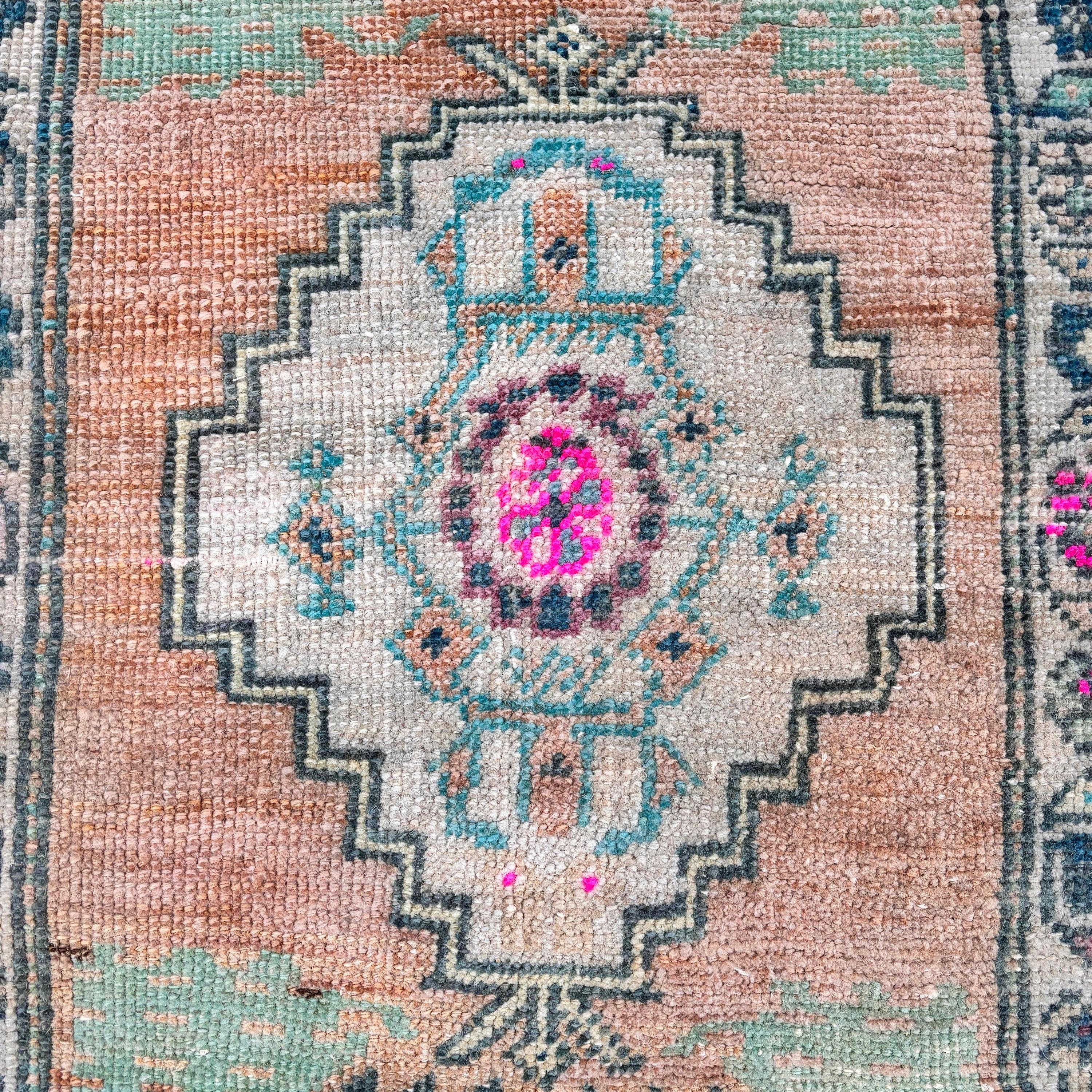 1.7x3.3 ft Small Rugs, Kitchen Rugs, Bathroom Rug, Orange Luxury Rugs, Turkish Rugs, Geometric Rugs, Vintage Rug, Small Vintage Rug