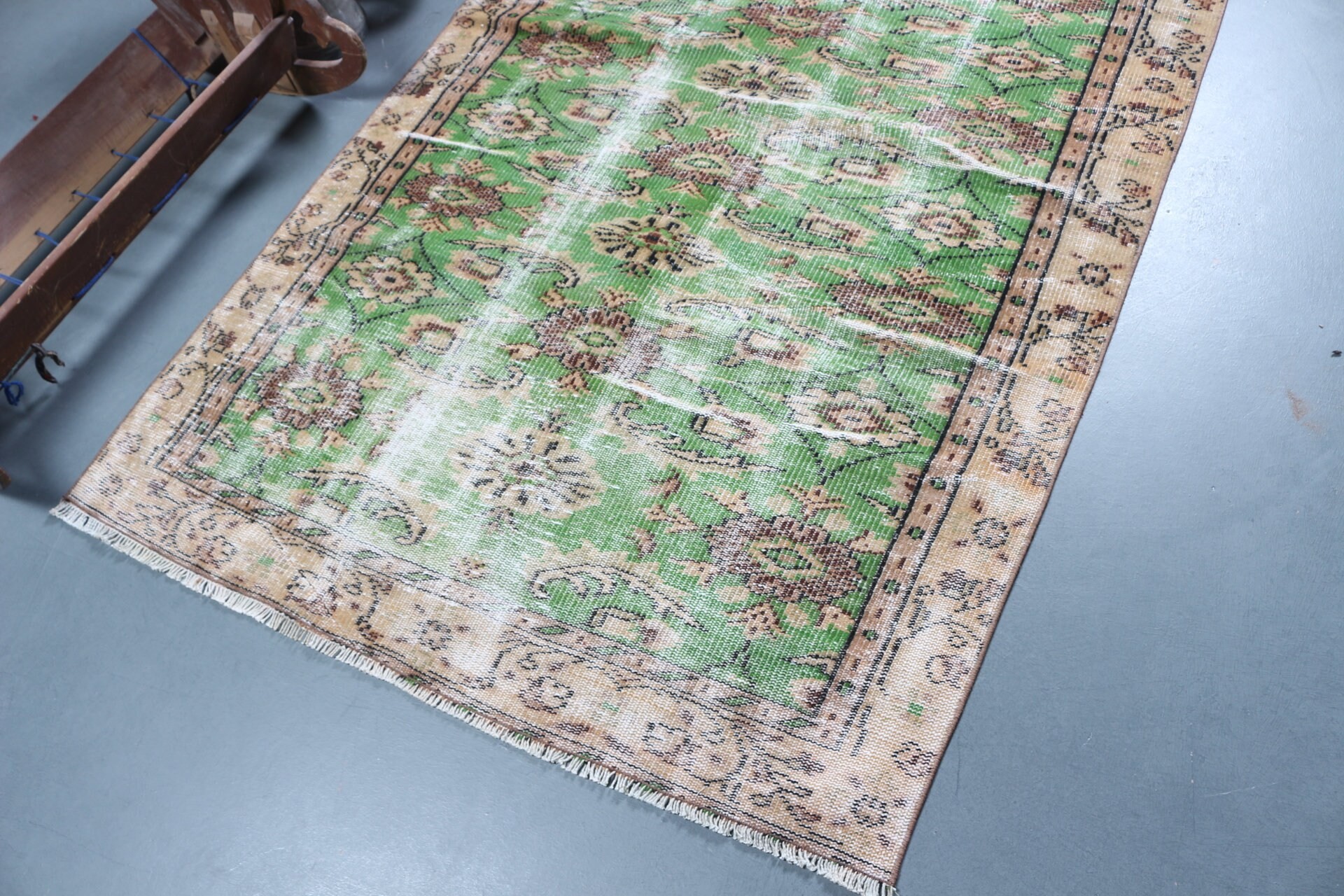 Rugs for Dining Room, Moroccan Rug, Retro Rug, Kitchen Rug, Green Bedroom Rugs, Vintage Rug, 4.4x7.7 ft Area Rugs, Turkish Rug, Cool Rugs