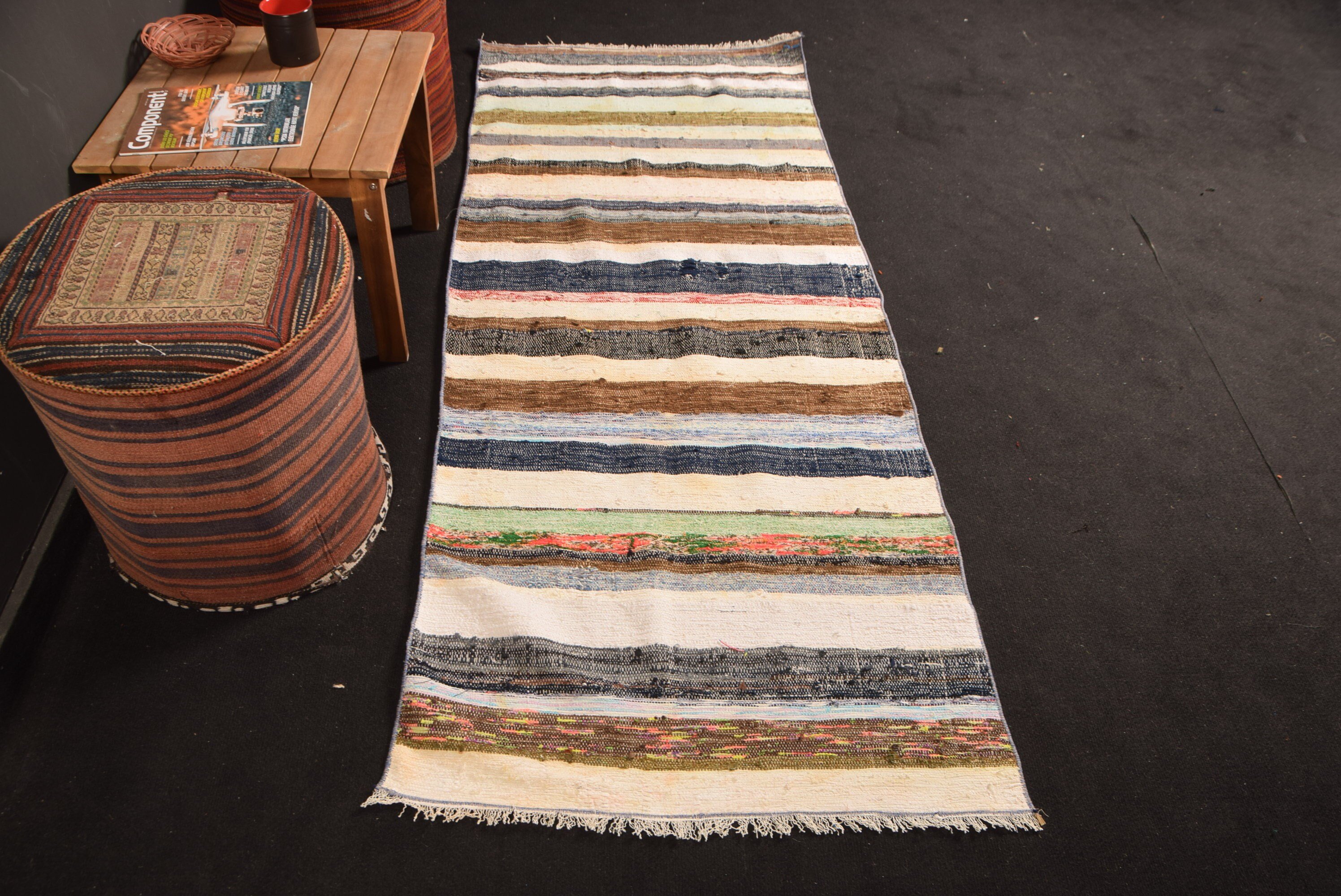 2.6x6.6 ft Runner Halı, Ev Dekor Halısı, Kilim, Koridor Halıları, Bej Fas Halısı, Koridor Halısı, Türk Halısı, Oryantal Halılar, Vintage Halı