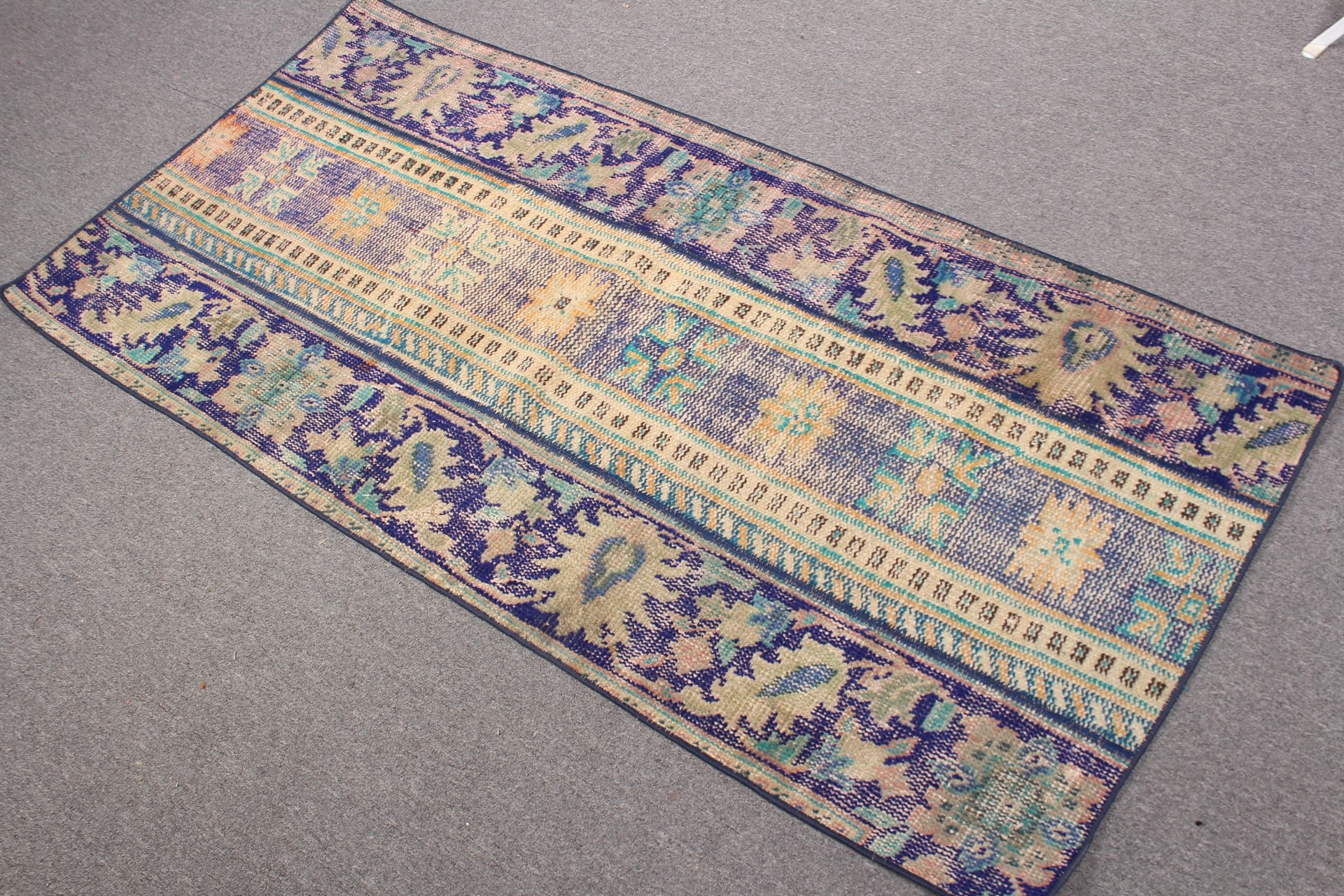 Vintage Rugs, Blue Antique Rug, 2.4x5 ft Small Rug, Moroccan Rug, Rugs for Entry, Wall Hanging Rug, Wool Rug, Car Mat Rug, Turkish Rugs