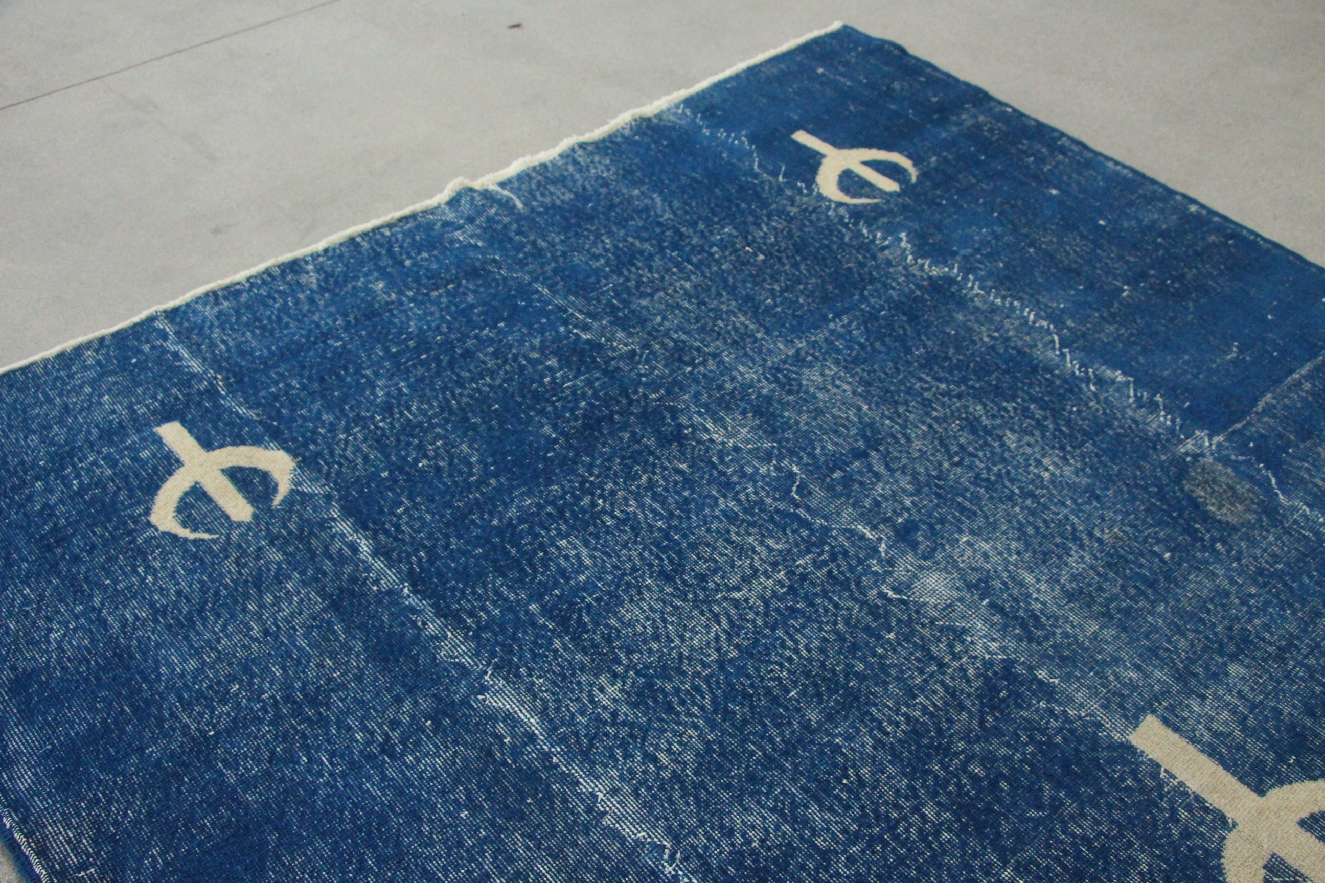 Salon Rug, Vintage Rug, Blue Wool Rug, Rugs for Bedroom, Oushak Rugs, 6.7x9.5 ft Large Rug, Bedroom Rug, Turkish Rug, Hand Knotted Rug