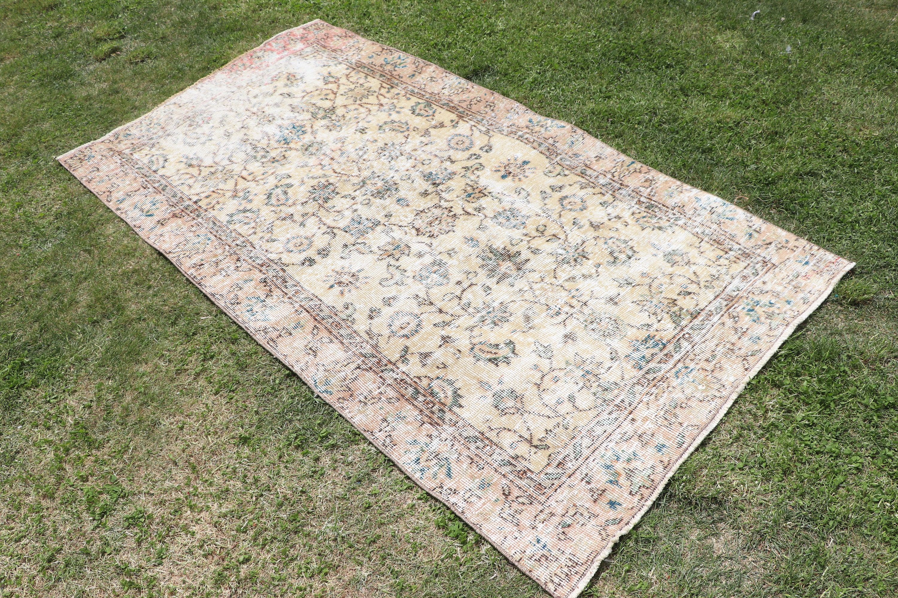 Turkey Rug, Vintage Rugs, Decorative Rugs, Turkish Rugs, Beige Cool Rug, Rugs for Decorative, 3.3x6.2 ft Accent Rugs, Antique Rug, Wool Rug