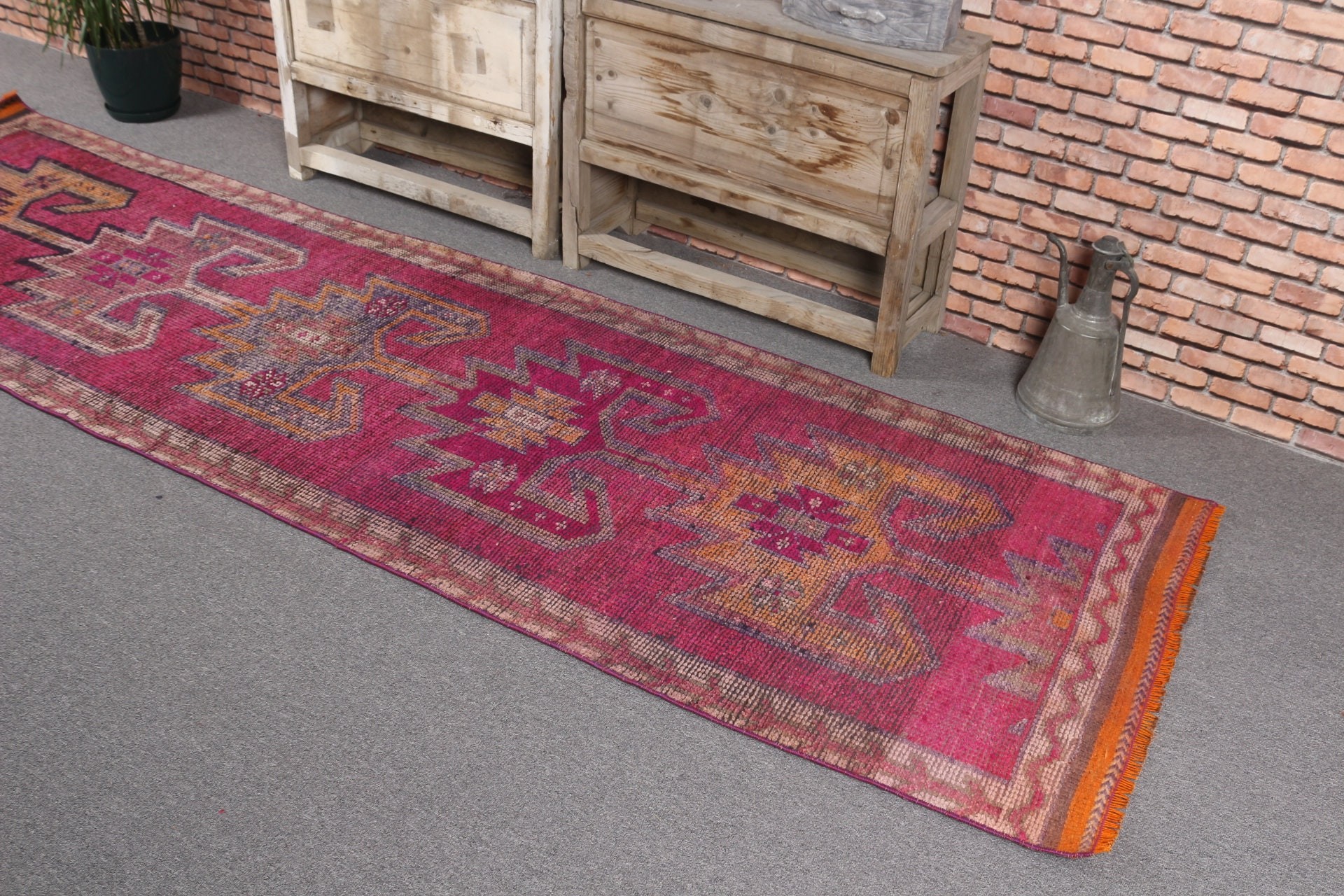 Antique Rug, Purple Wool Rug, Handmade Rug, Turkish Rug, Home Decor Rugs, Rugs for Hallway, Stair Rug, 3x10.5 ft Runner Rug, Vintage Rug