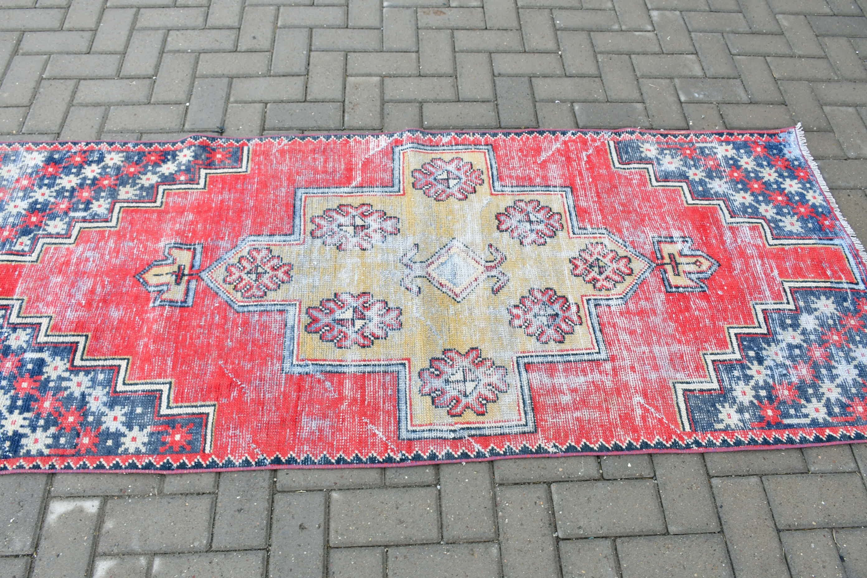 Türk Halısı, 2.8x6.9 ft Aksan Halısı, Mutfak Halısı, Yer Halıları, Kırmızı Yün Halı, Çocuk Odası Halıları, Çocuk Odası Halıları, Vintage Halı, Oryantal Halı