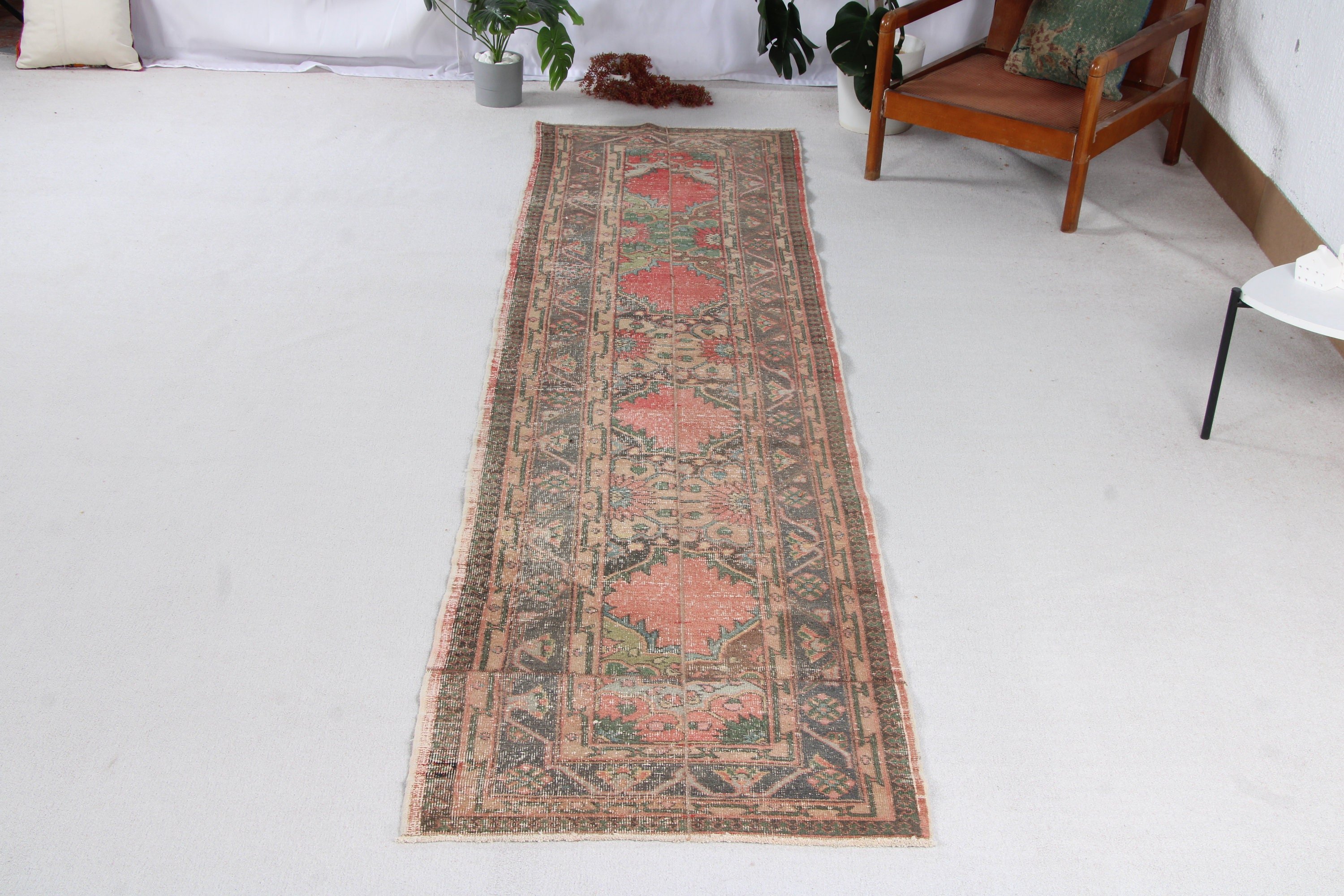 Hallway Rug, Vintage Runner Rugs, Modern Rugs, Turkish Rug, Vintage Rugs, Moroccan Rugs, 2.7x11.1 ft Runner Rugs, Red Anatolian Rugs