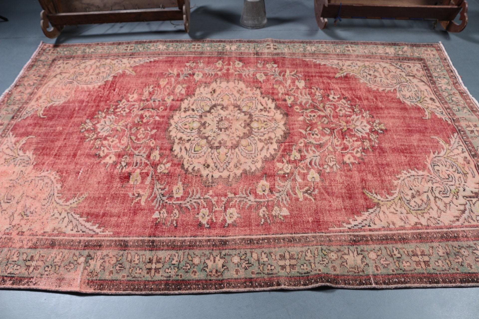 Yemek Odası Halıları, Pembe Oryantal Halılar, 6x9 ft Büyük Halı, Mutfak Halıları, Türk Halıları, Oturma Odası Halıları, Ev Dekor Halısı, Vintage Halı, Sanat Halısı