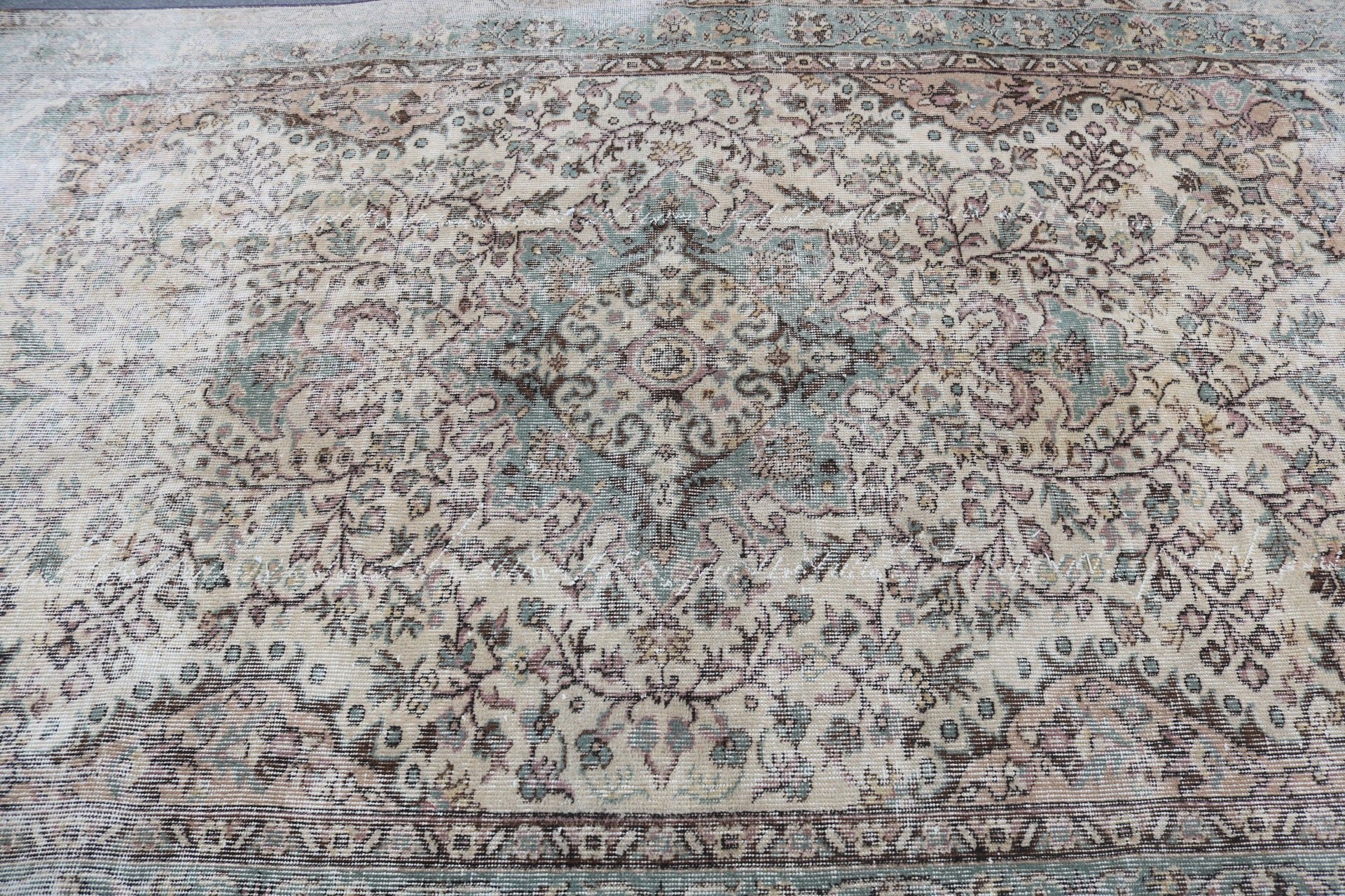 Geometrik Halı, Yer Halıları, Büyük Boho Halısı, Türk Halıları, Vintage Halı, Anadolu Halıları, Yatak Odası Halısı, Yeşil Oryantal Halı, 5.8x9 ft Büyük Halılar