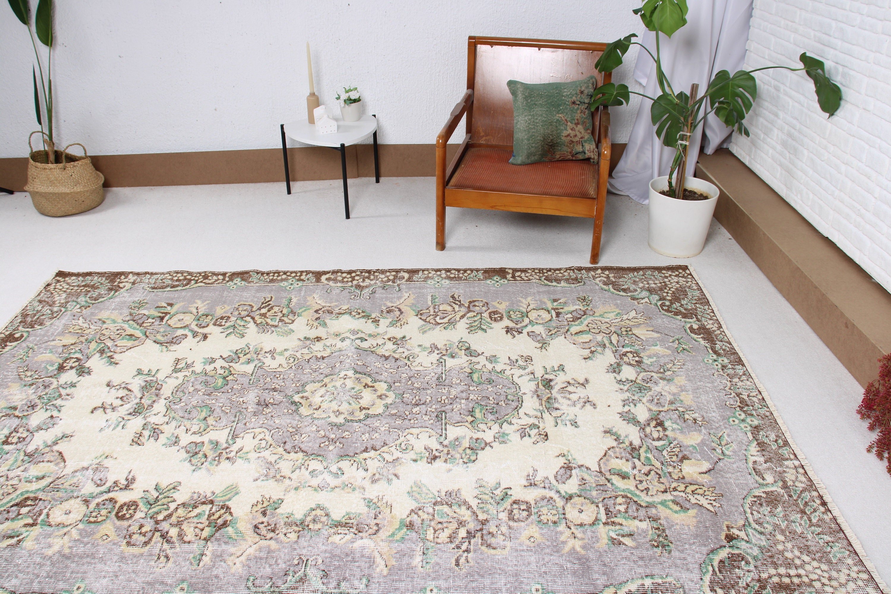 Büyük Boho Halılar, Havalı Halı, Türk Halıları, Vintage Halı, Mor El Dokuma Halı, Etnik Halılar, 5,4x8,4 ft Büyük Halılar, Büyük Vintage Halı, Boho Halı