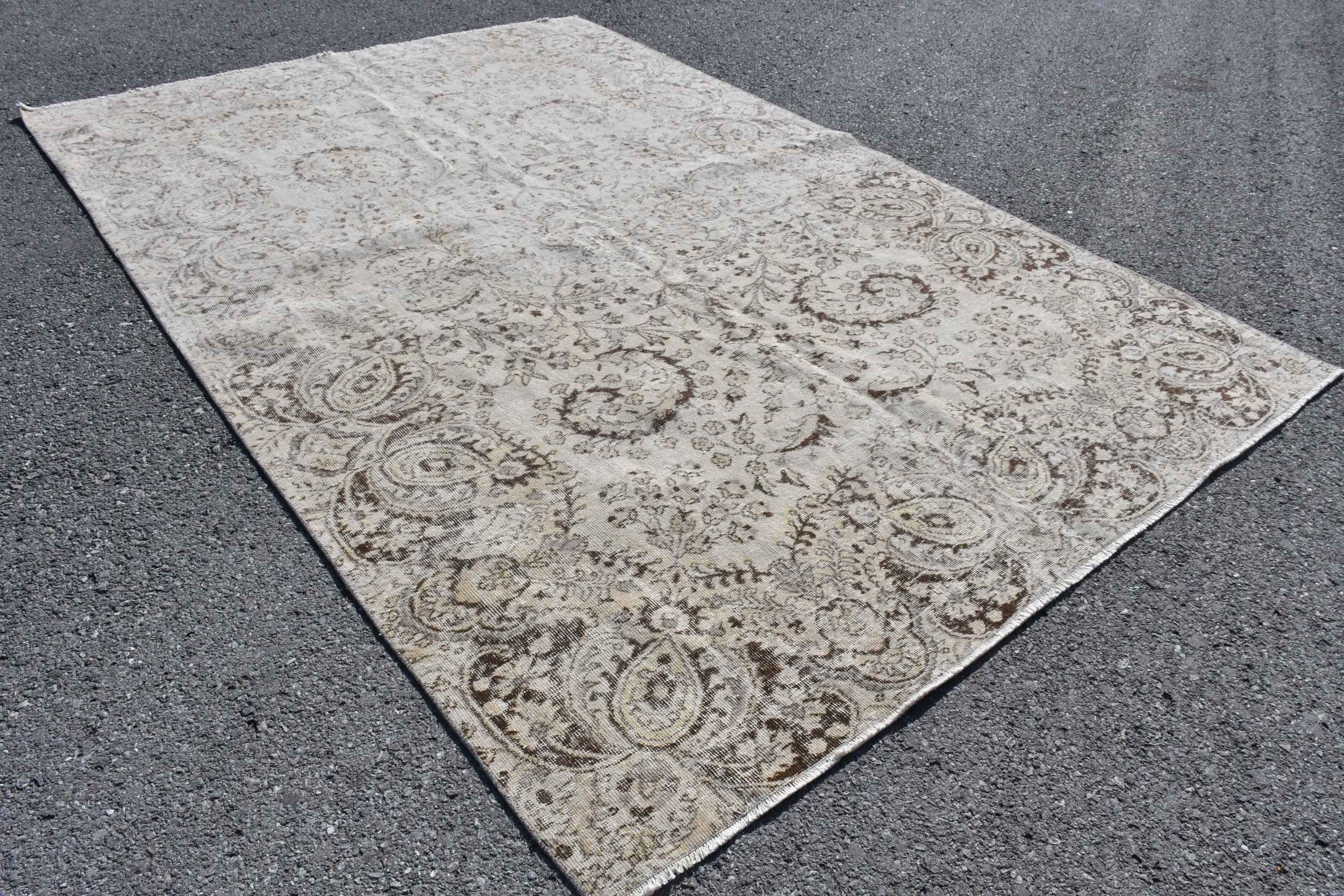 Living Room Rug, Oushak Rugs, Antique Rug, Beige  6.5x9.6 ft Large Rugs, Ethnic Rugs, Salon Rugs, Turkish Rug, Vintage Rug