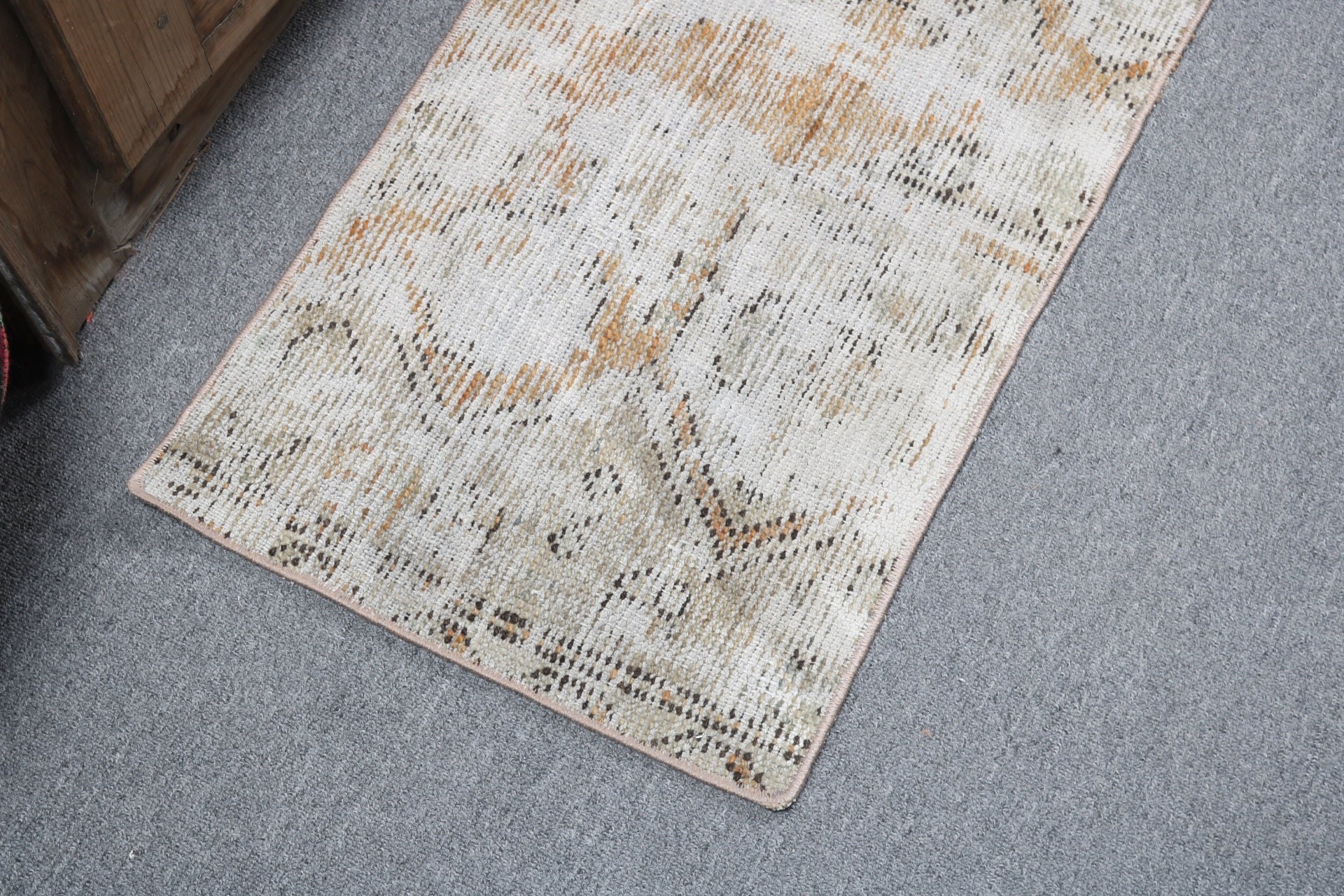 Bathroom Rugs, Vintage Rugs, Small Area Rug, Home Decor Rugs, Turkish Rugs, 1.4x3 ft Small Rug, Luxury Rug, Beige Floor Rug, Anatolian Rugs