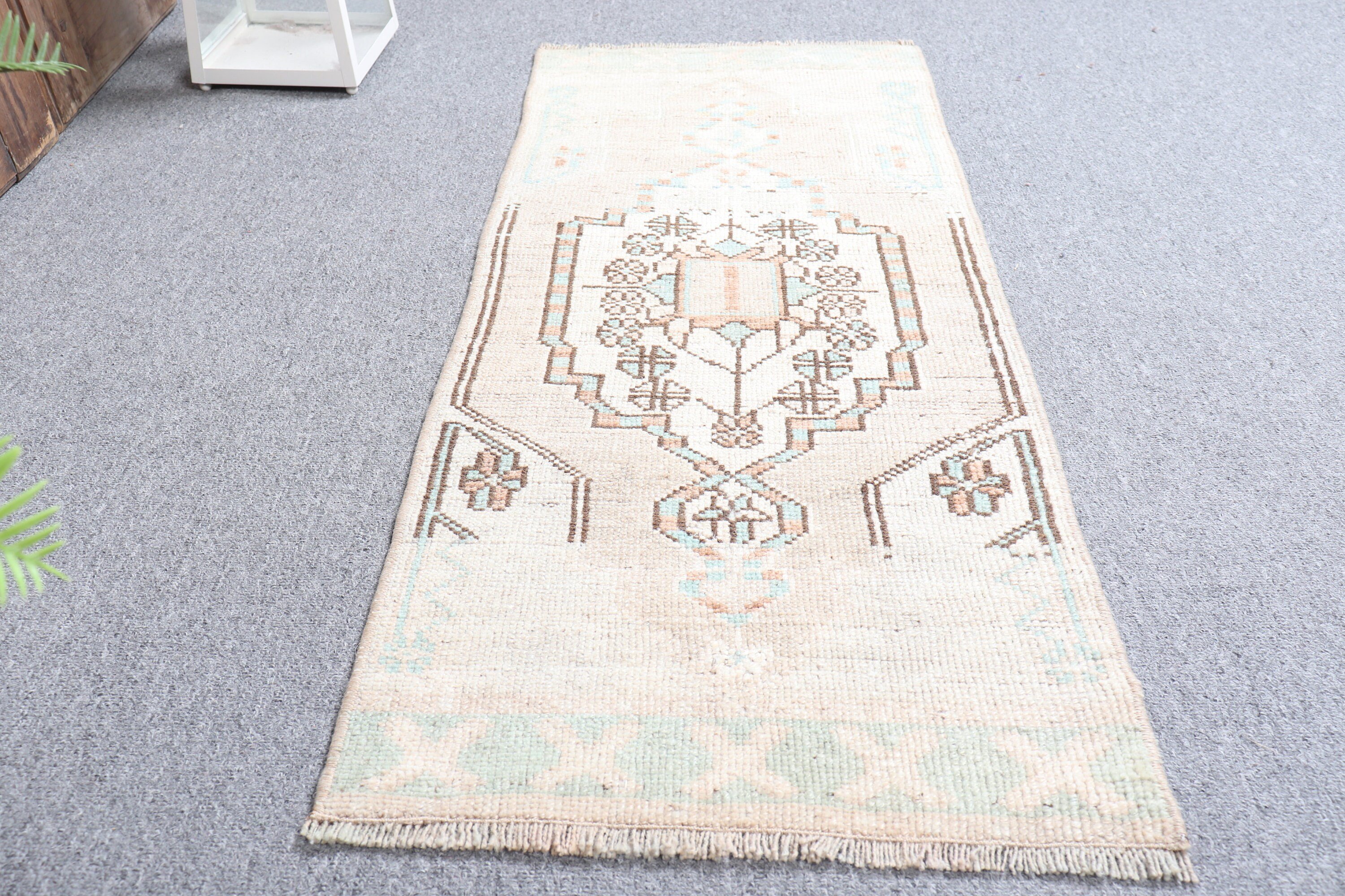 Floor Rug, Vintage Rug, Kitchen Rug, Turkish Rugs, Gray Wool Rugs, Car Mat Rug, 1.3x3.2 ft Small Rug, Wall Hanging Rug, Modern Bath Mat Rug