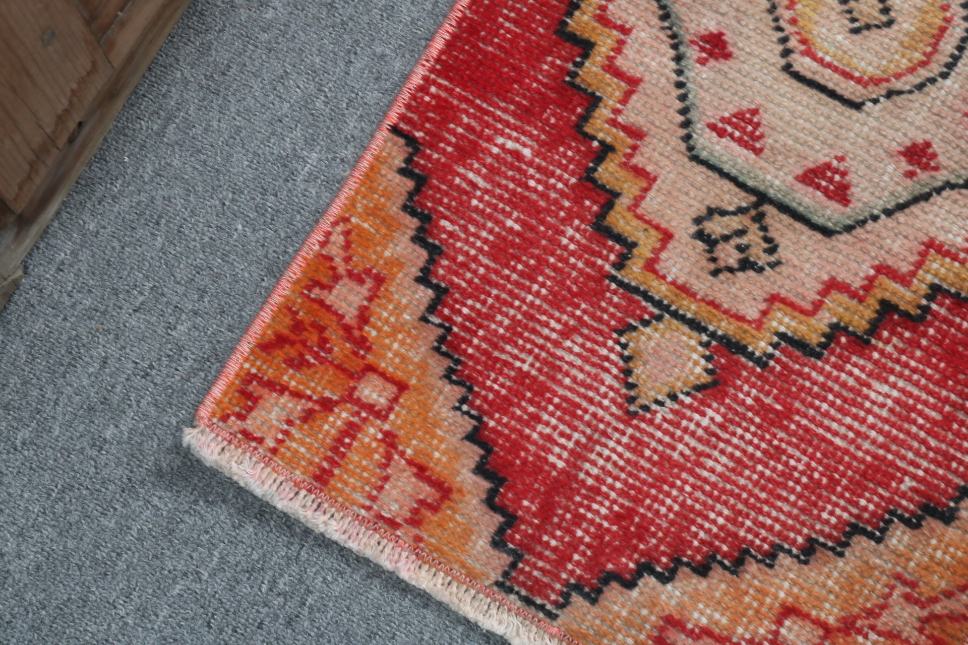 Floor Rugs, Red Handwoven Rug, Office Rugs, Vintage Rugs, Wall Hanging Rug, 1.2x2.5 ft Small Rugs, Boho Rug, Turkish Rugs, Kitchen Rugs