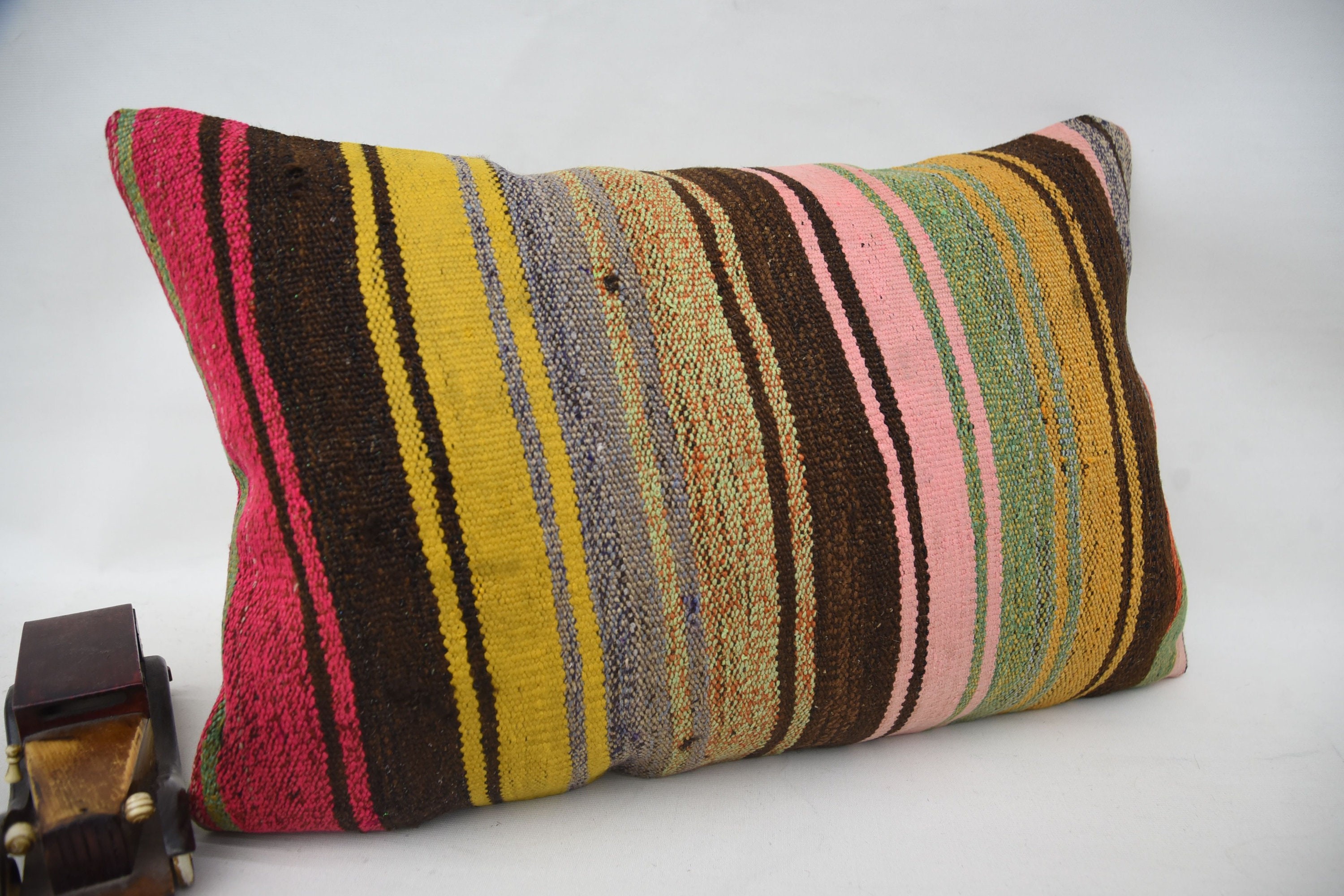 16"x24" Brown Cushion Cover, Kilim Cushion Sham, Gift Pillow, Personalized Gift Pillow Pillow, Ethnical Kilim Rug Pillow, Accent Pillow