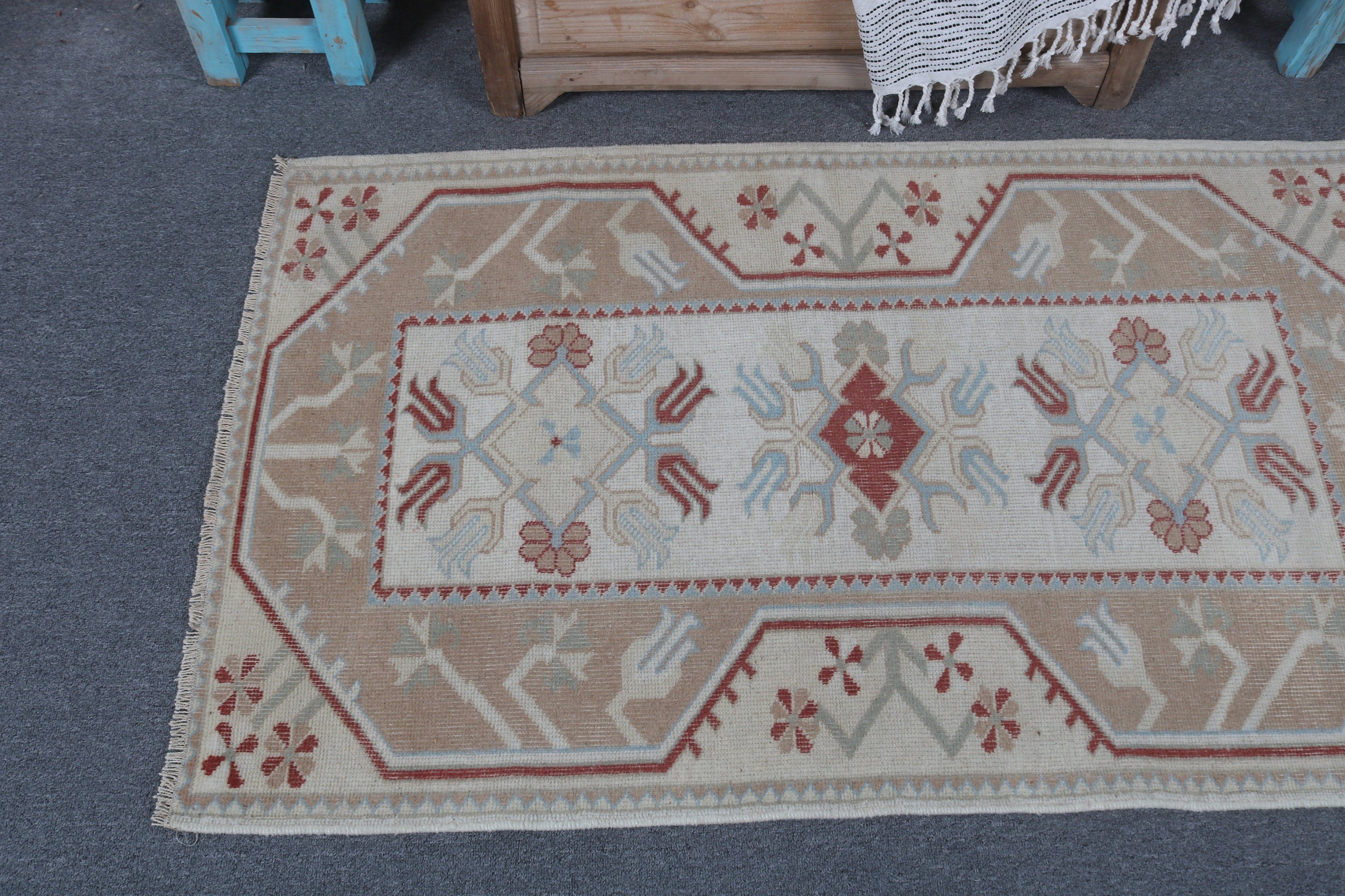 Handwoven Rug, 2.6x4.4 ft Small Rugs, Bathroom Rug, Oriental Rug, Nursery Rugs, Beige Geometric Rugs, Turkish Rugs, Boho Rugs, Vintage Rugs