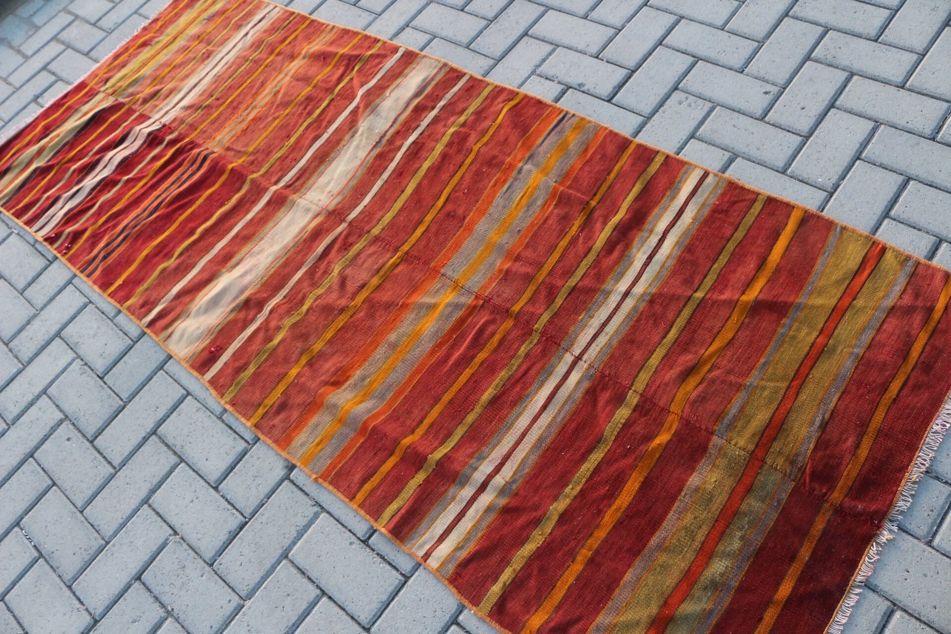 Home Decor Rug, Vintage Rugs, Kilim, Red Cool Rug, Nursery Rug, Entry Rug, Rugs for Entry, Antique Rug, 3x7.4 ft Accent Rug, Turkish Rug