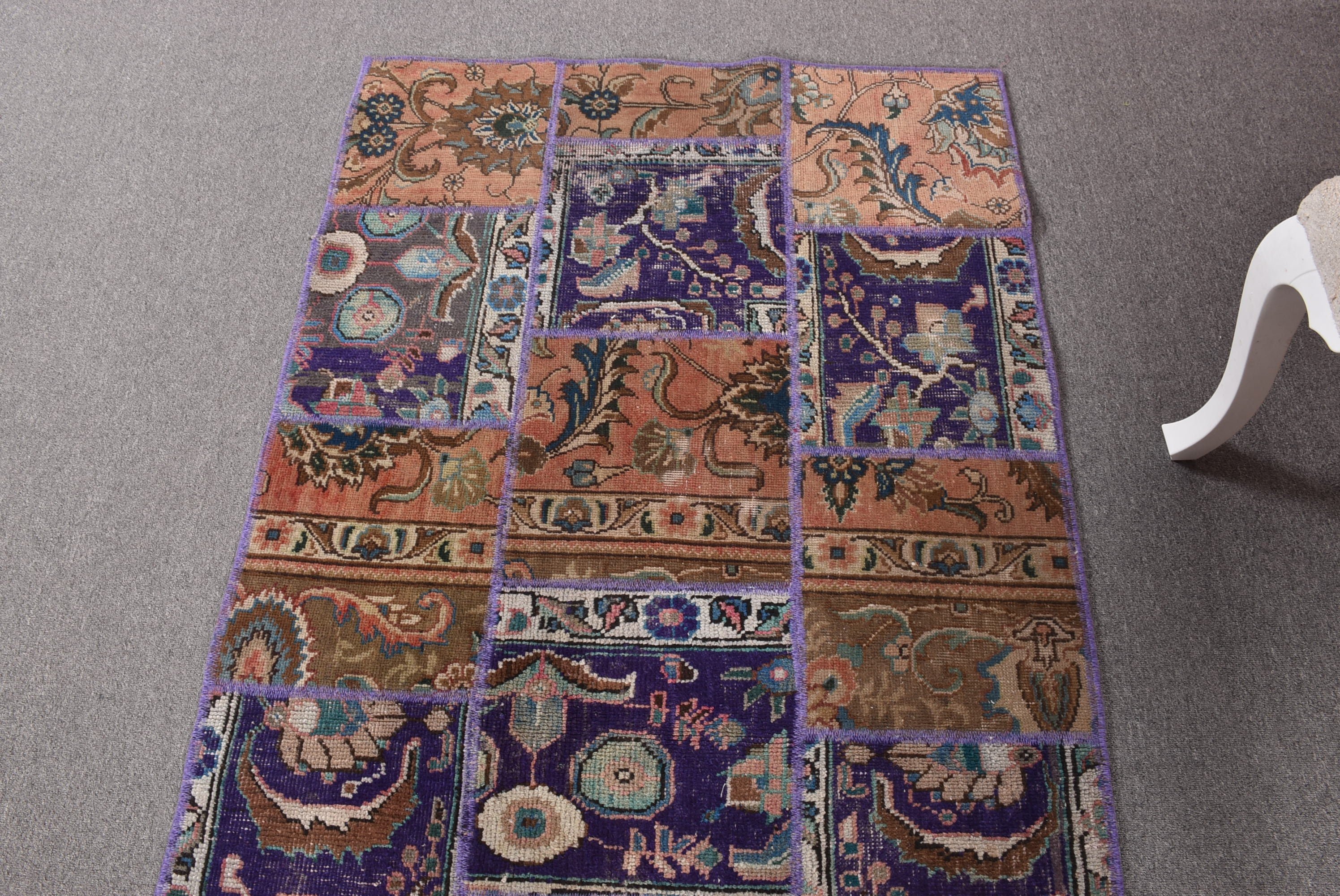 Antika Halılar, Vintage Halı, Ev Dekorasyonu Halısı, Boho Vurgulu Halılar, Mor Oushak Halıları, Dekoratif Halılar, 3.3x6.9 ft Vurgulu Halılar, Türk Halısı