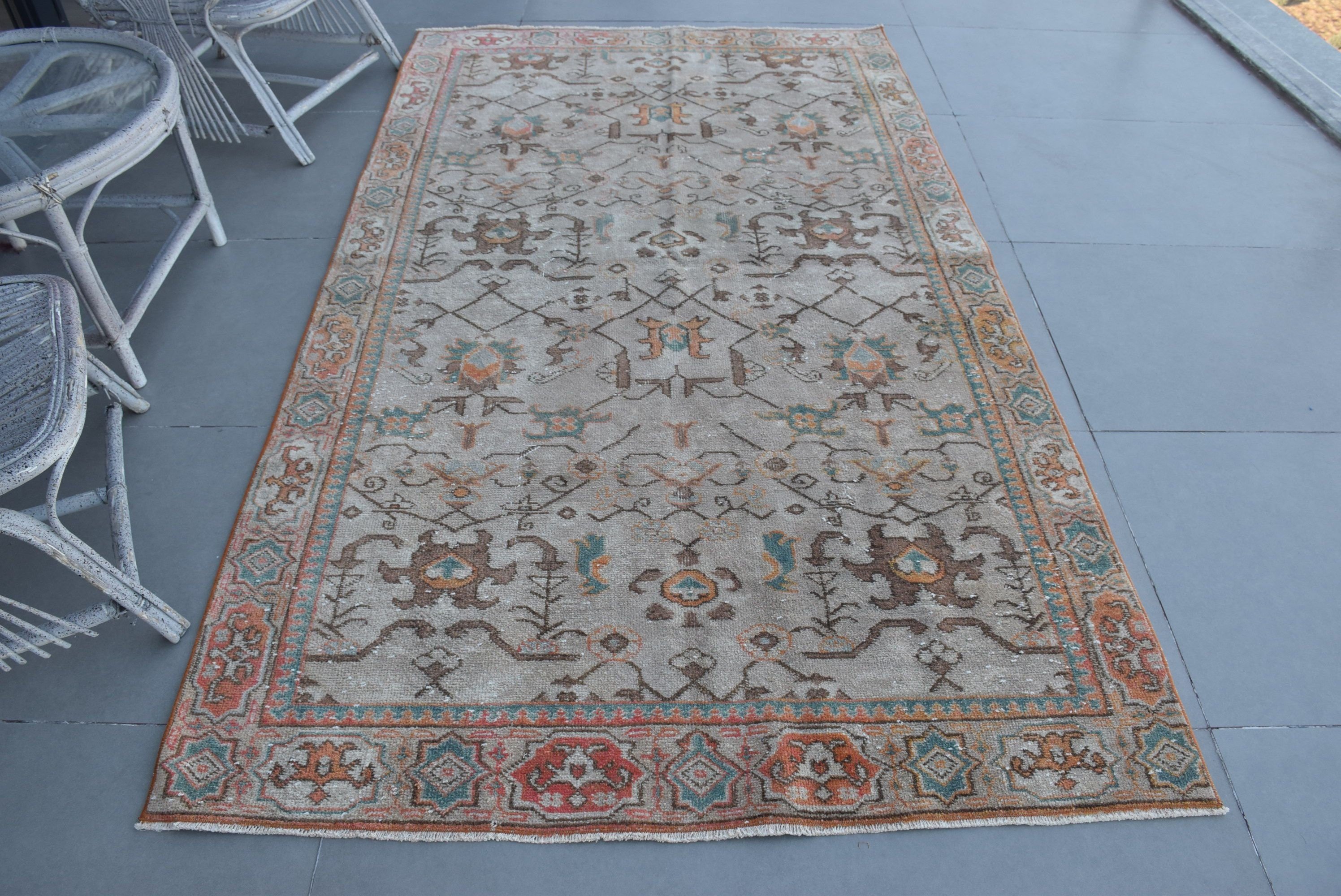 Pastel Rug, Vintage Rug, Oriental Rugs, Turkish Rug, Living Room Rug, Antique Rug, Rugs for Nursery, 4.6x8.1 ft Area Rug, Beige Kitchen Rug