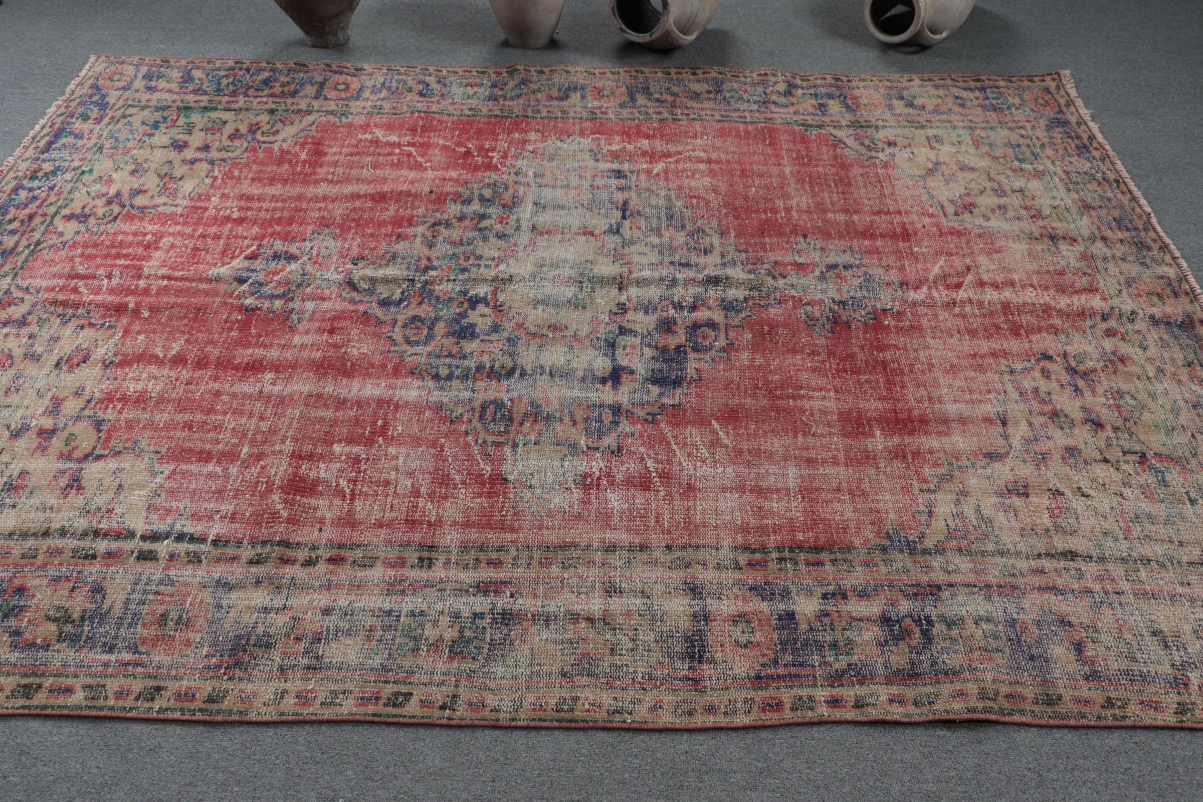 6.1x8.5 ft Büyük Halı, Türk Halısı, Salon Halıları, Vintage Halı, Yatak Odası Halıları, Havalı Halı, Salon Halıları, Yemek Odası Halıları, Kırmızı Anadolu Halısı