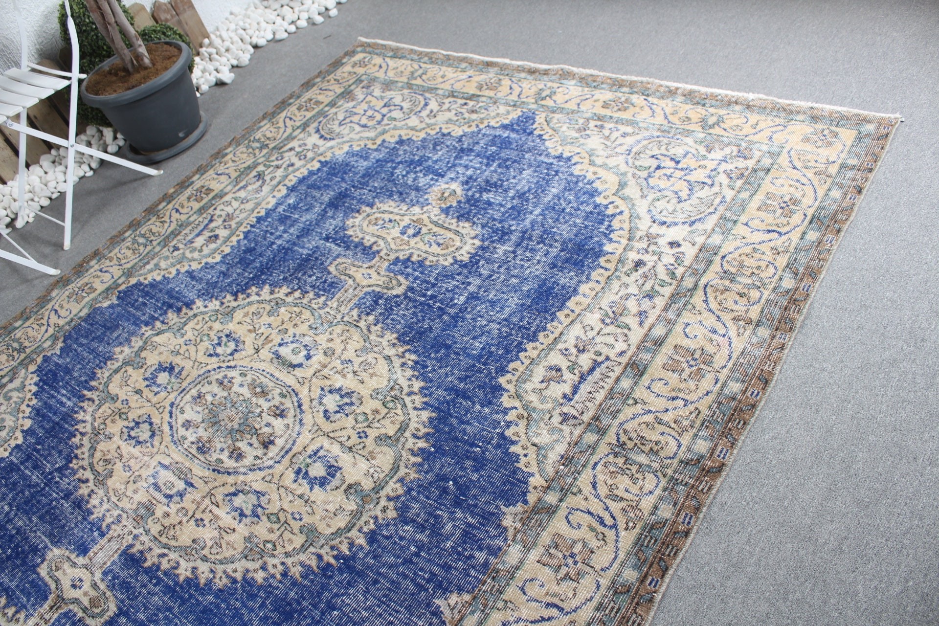 Oushak Rugs, 6.8x10 ft Large Rug, Floor Rugs, Rugs for Bedroom, Turkish Rug, Blue Oriental Rug, Salon Rugs, Vintage Rugs, Dining Room Rug