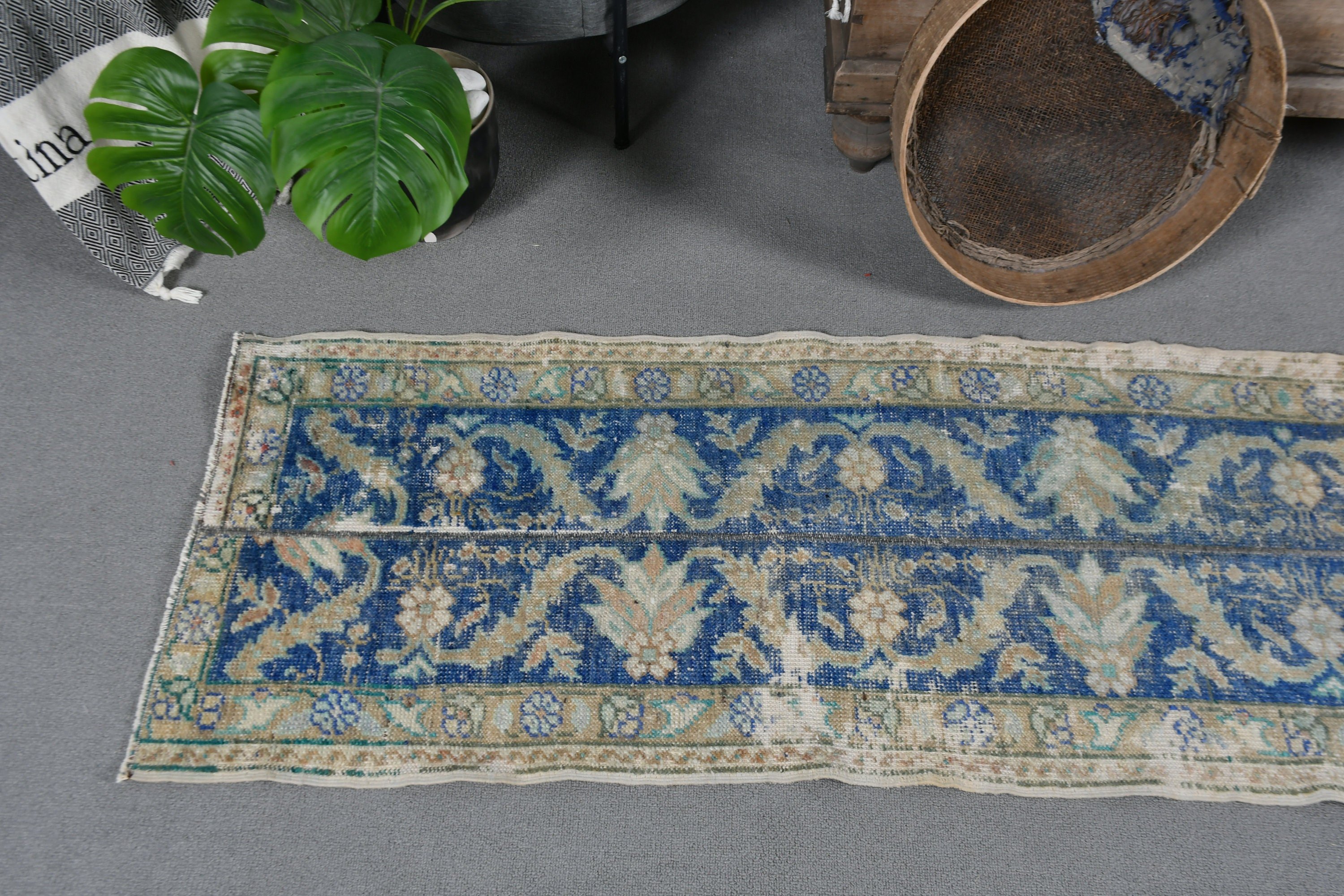 Turkish Rug, 1.7x7.5 ft Runner Rug, Blue Bedroom Rugs, Kitchen Rugs, Aztec Rug, Rugs for Kitchen, Floor Rug, Stair Rugs, Vintage Rugs