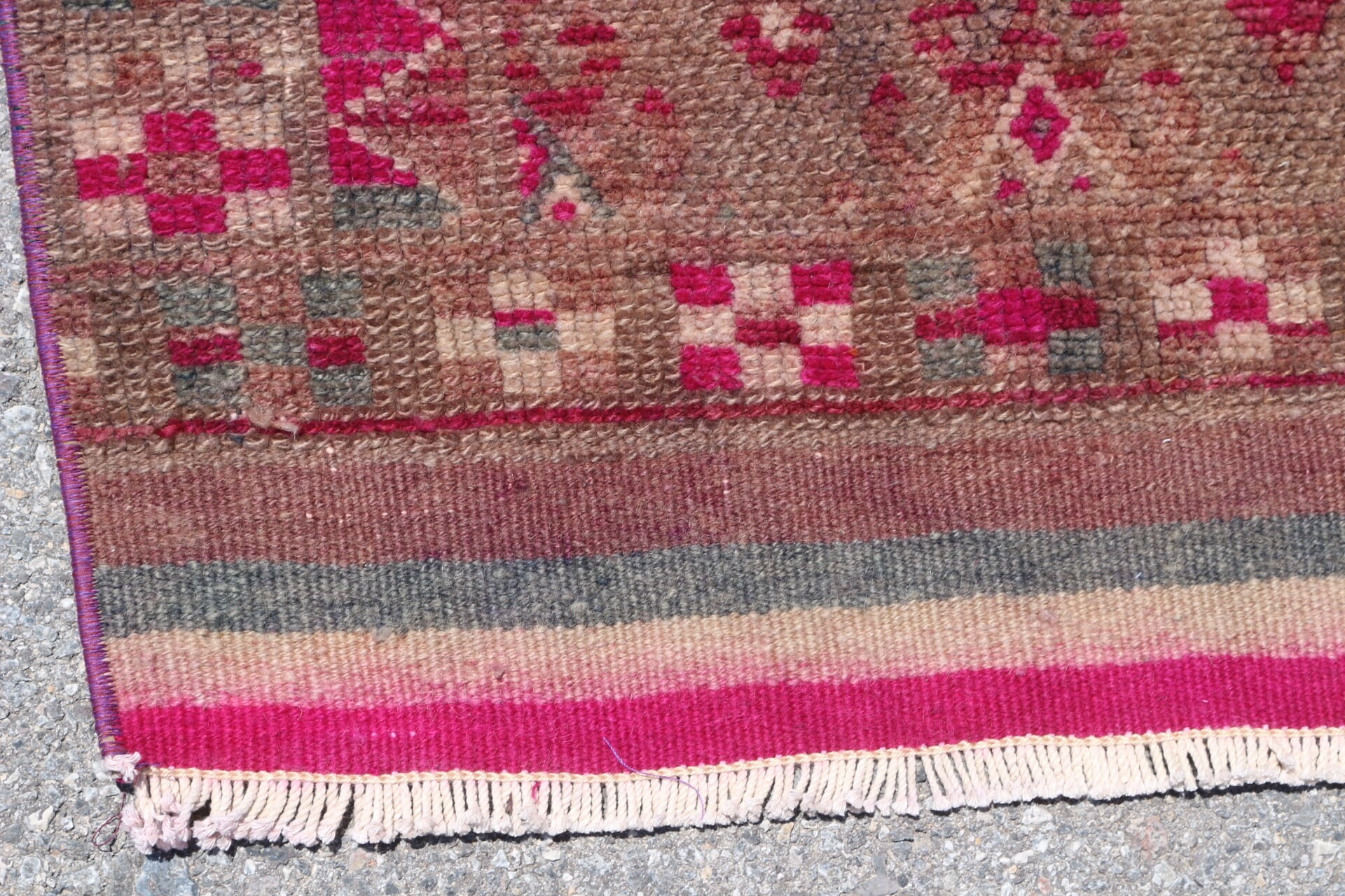Vintage Rugs, Anatolian Rug, Pink Anatolian Rugs, Stair Rug, 2.5x12.6 ft Runner Rugs, Kitchen Rug, Eclectic Rugs, Wool Rugs, Turkish Rugs