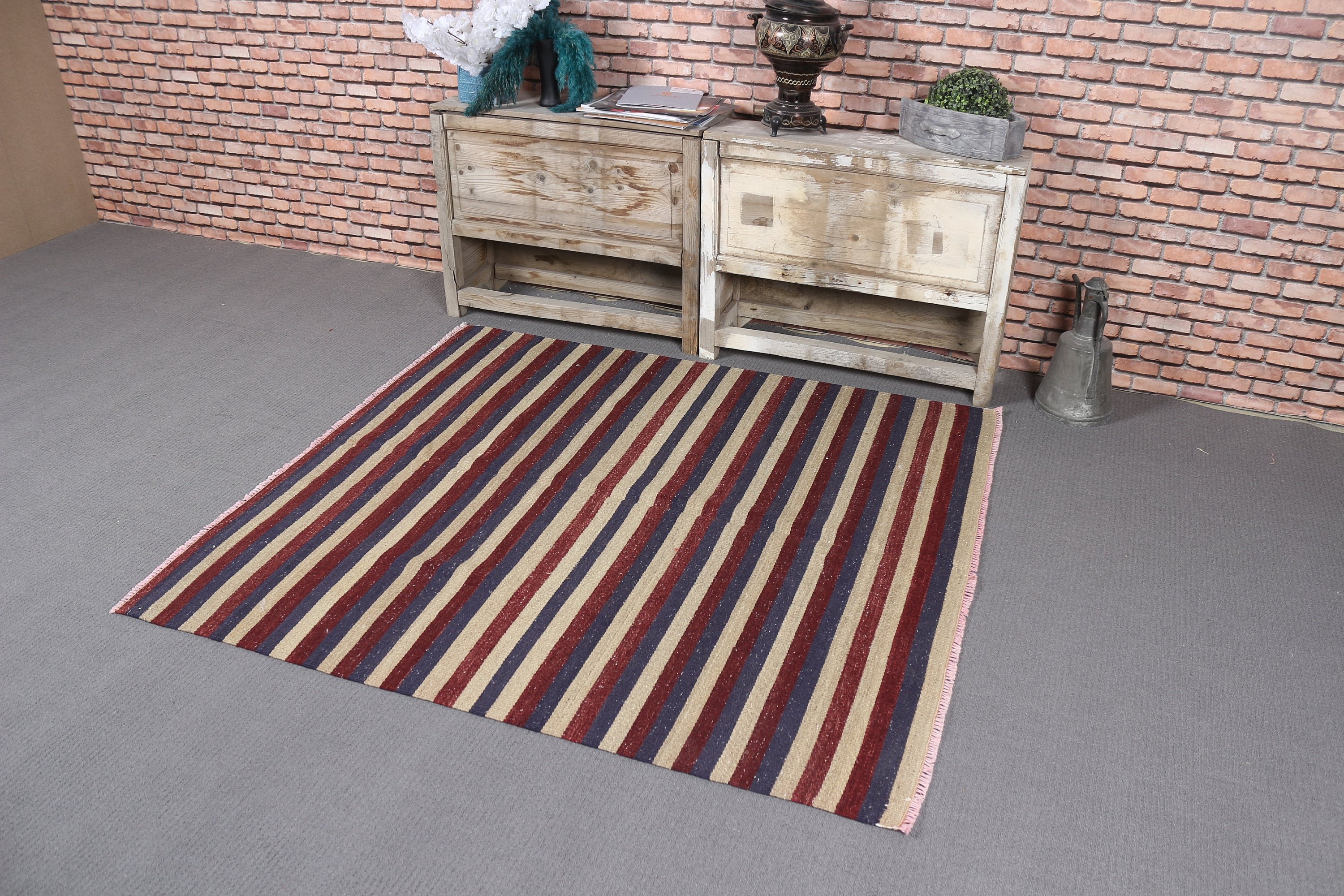 Yurt Halısı, Mutfak Halısı, Kilim, Oryantal Halı, Türk Halısı, Vintage Halı, 4,6x5,1 ft Accent Halılar, Mor Havalı Halılar, Yatak Odası Halısı