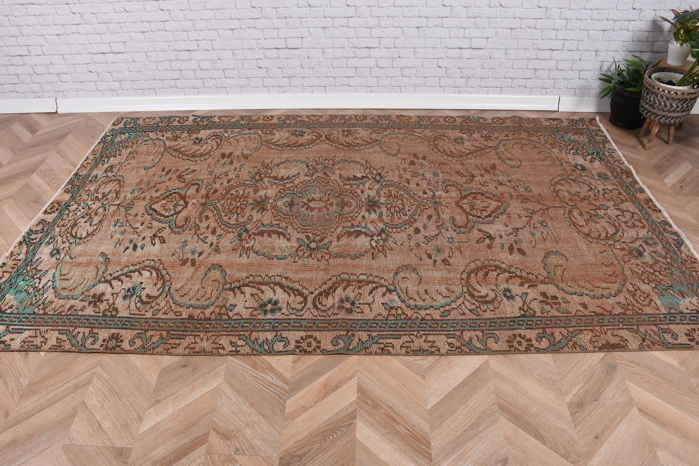 Yatak Odası Halısı, Vintage Halı, Anadolu Halıları, 5.2x8.4 ft Büyük Halılar, Türk Halısı, Kahverengi Antika Halı, Büyük Boho Halısı, Büyük Oushak Halısı