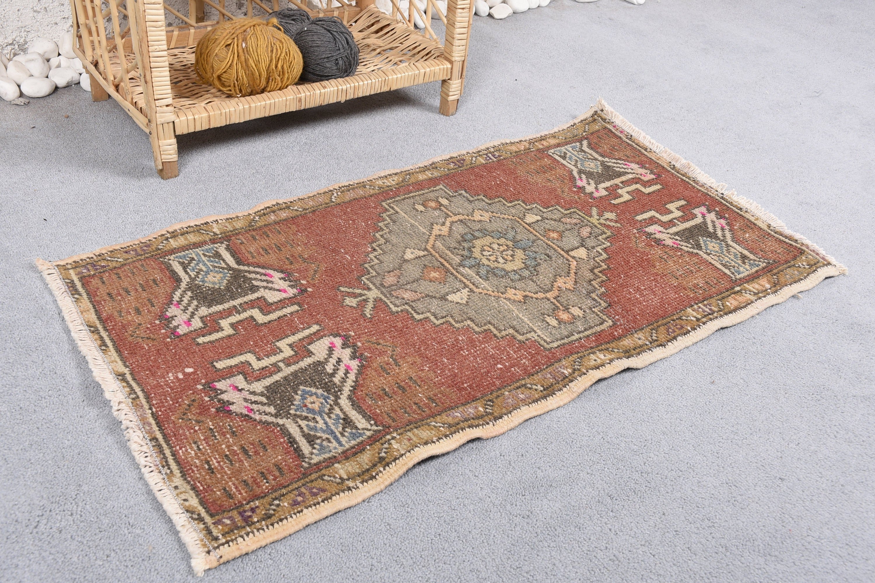 Wall Hanging Rugs, Oriental Rug, Rugs for Kitchen, Red Cool Rugs, Turkish Rug, Vintage Rug, Bedroom Rugs, 1.6x2.9 ft Small Rug, Oushak Rug