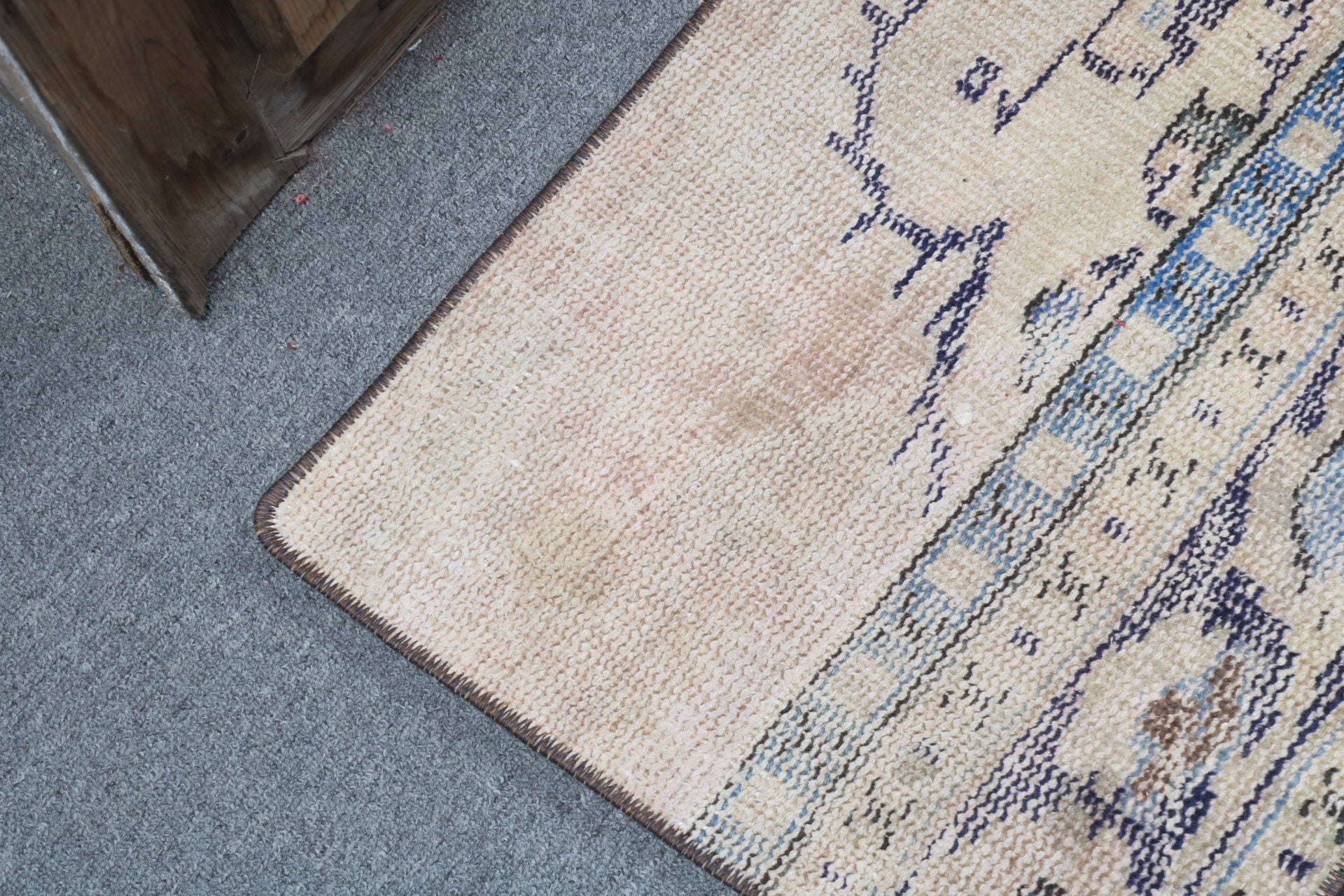 Bathroom Rug, Turkey Rug, Handwoven Rugs, Vintage Rug, Bedroom Rug, Turkish Rugs, Beige Floor Rugs, 1.4x3 ft Small Rugs