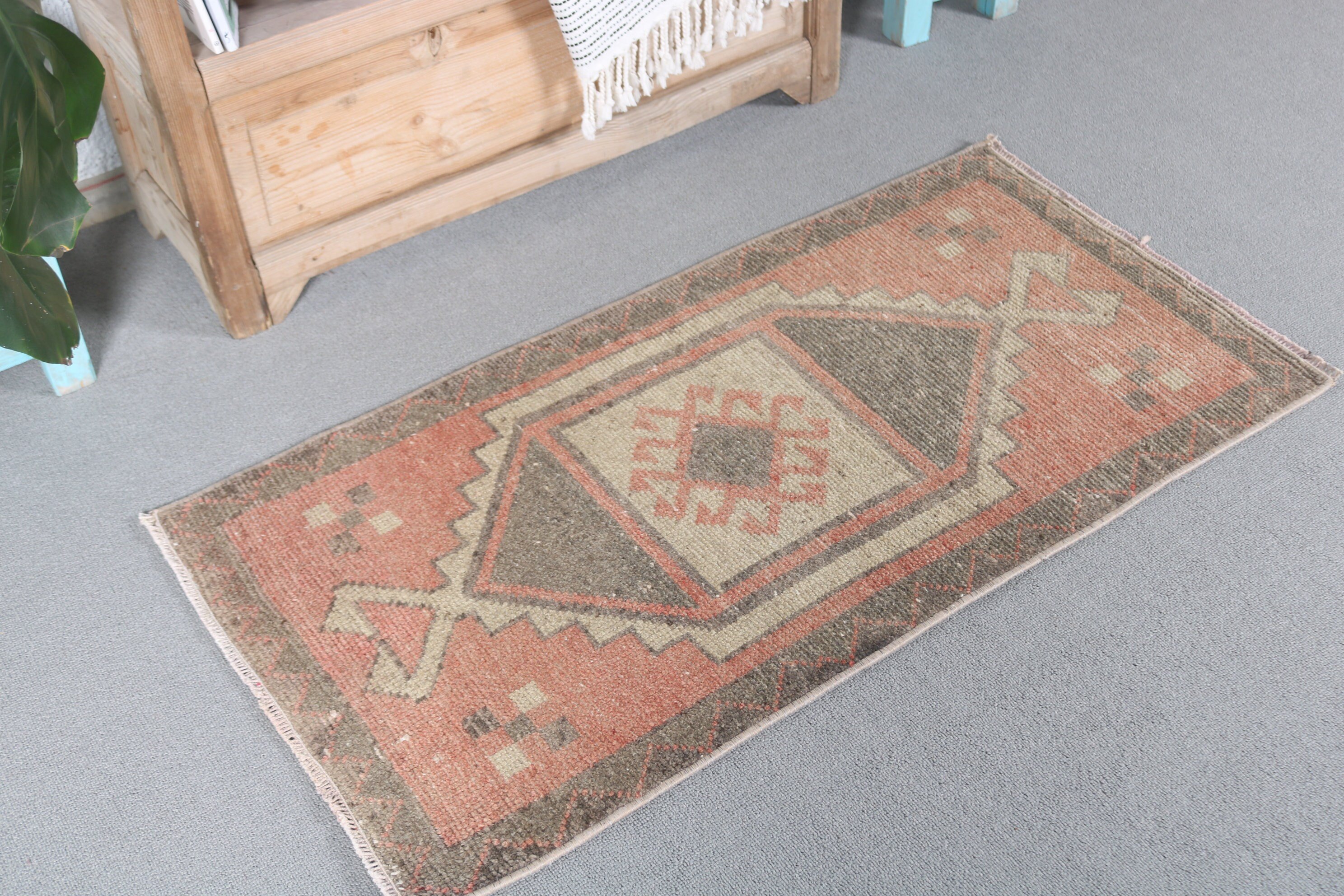 Bathroom Rug, Turkish Rug, Entry Rug, Moroccan Rug, Vintage Rugs, Rugs for Car Mat, Brown Oushak Rugs, 1.7x3.4 ft Small Rugs