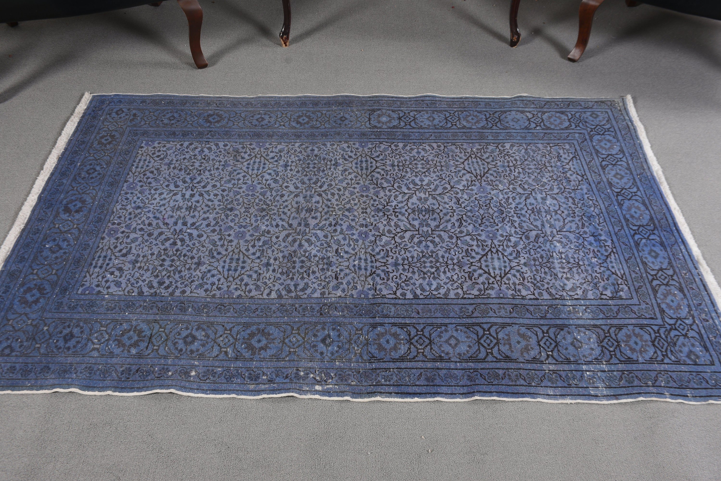 Tribal Rug, 3.8x5.6 ft Accent Rug, Bedroom Rugs, Turkish Rug, Statement Rugs, Boho Accent Rug, Vintage Rug, Flatweave Rugs, Blue Floor Rug