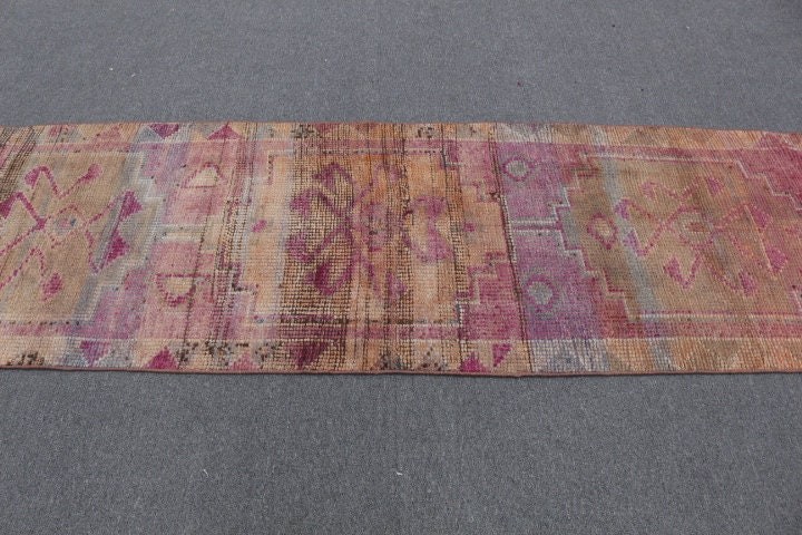 Rugs for Corridor, Oushak Rug, Vintage Rug, Kitchen Rugs, Art Rug, Pink Home Decor Rug, Turkish Rug, 2.7x9.1 ft Runner Rugs, Corridor Rugs