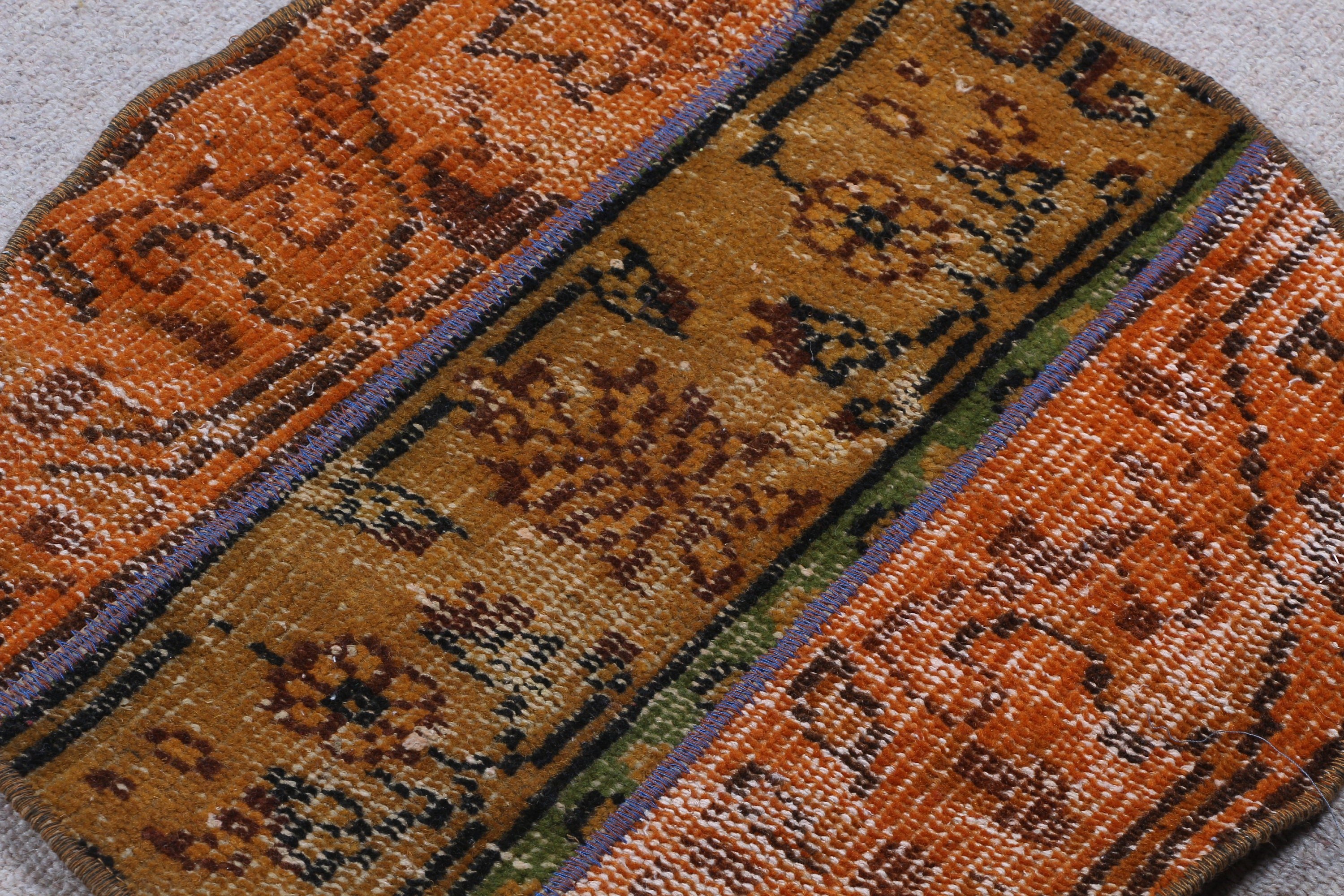 Kitchen Rug, Orange  1.7x1.7 ft Small Rugs, Custom Rugs, Bath Rugs, Anatolian Rugs, Vintage Rug, Rugs for Bedroom, Turkish Rug