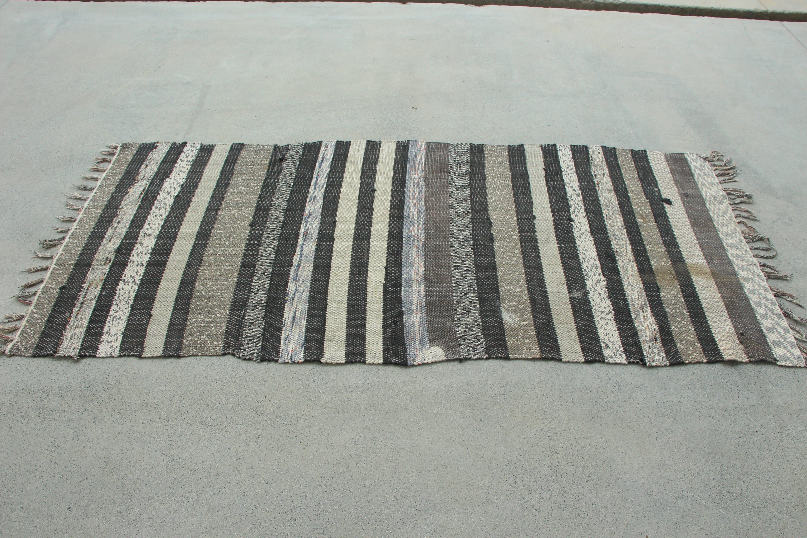 Oushak Halı, Türk Halısı, Gri Geometrik Halılar, Vintage Halı, Giriş Halıları, 3.1x6.8 ft Accent Halı, Kilim, Dekoratif Halılar